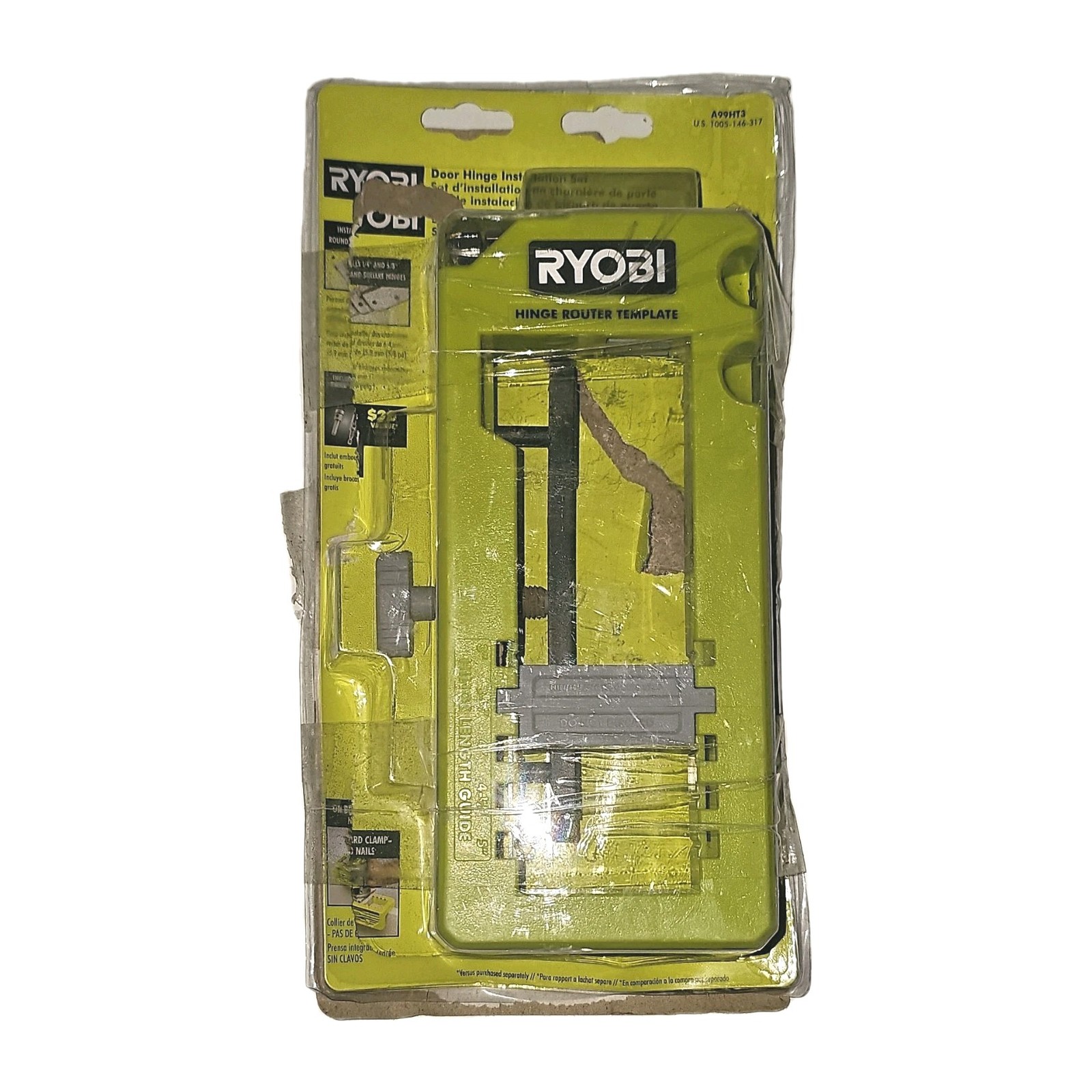 Ryobi A99HT3 Door Hinge Routing Template Jig Kit for Router, Green Plastic [d1]