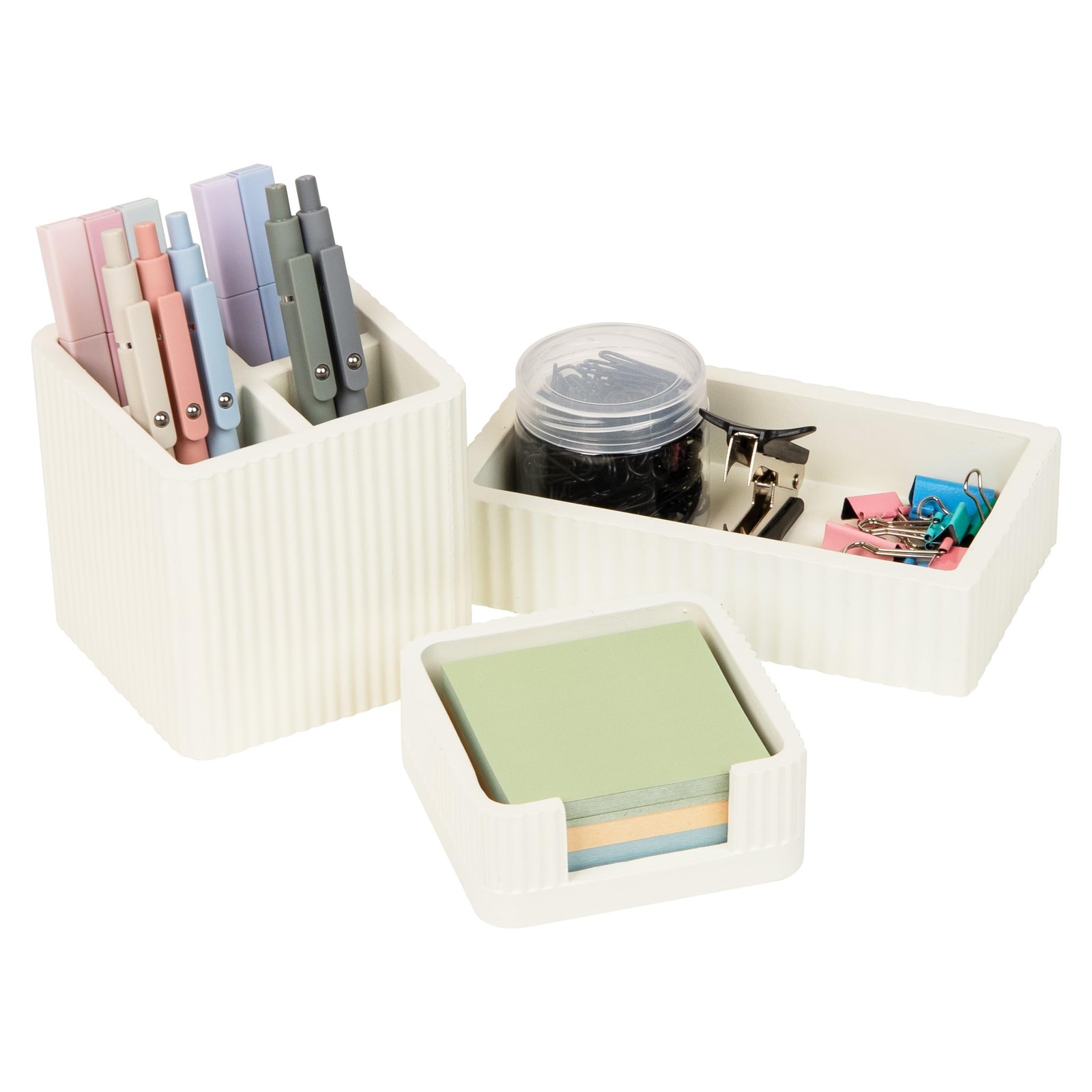 3-Piece Desk Organizer Set, Desktop Accessory Kit with Pen Cup, Sticky Note H...