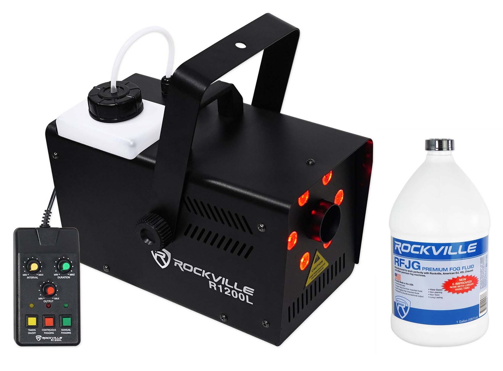 Rockville R1200L Fog/Smoke Machine w LED's, 7 Channel DMX+2 Remotes+Gallon Fluid