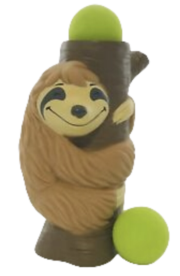 Hog Wild Sloth Ball Popper Toy w/4 Soft Foam Balls - Squeeze to Pop Balls