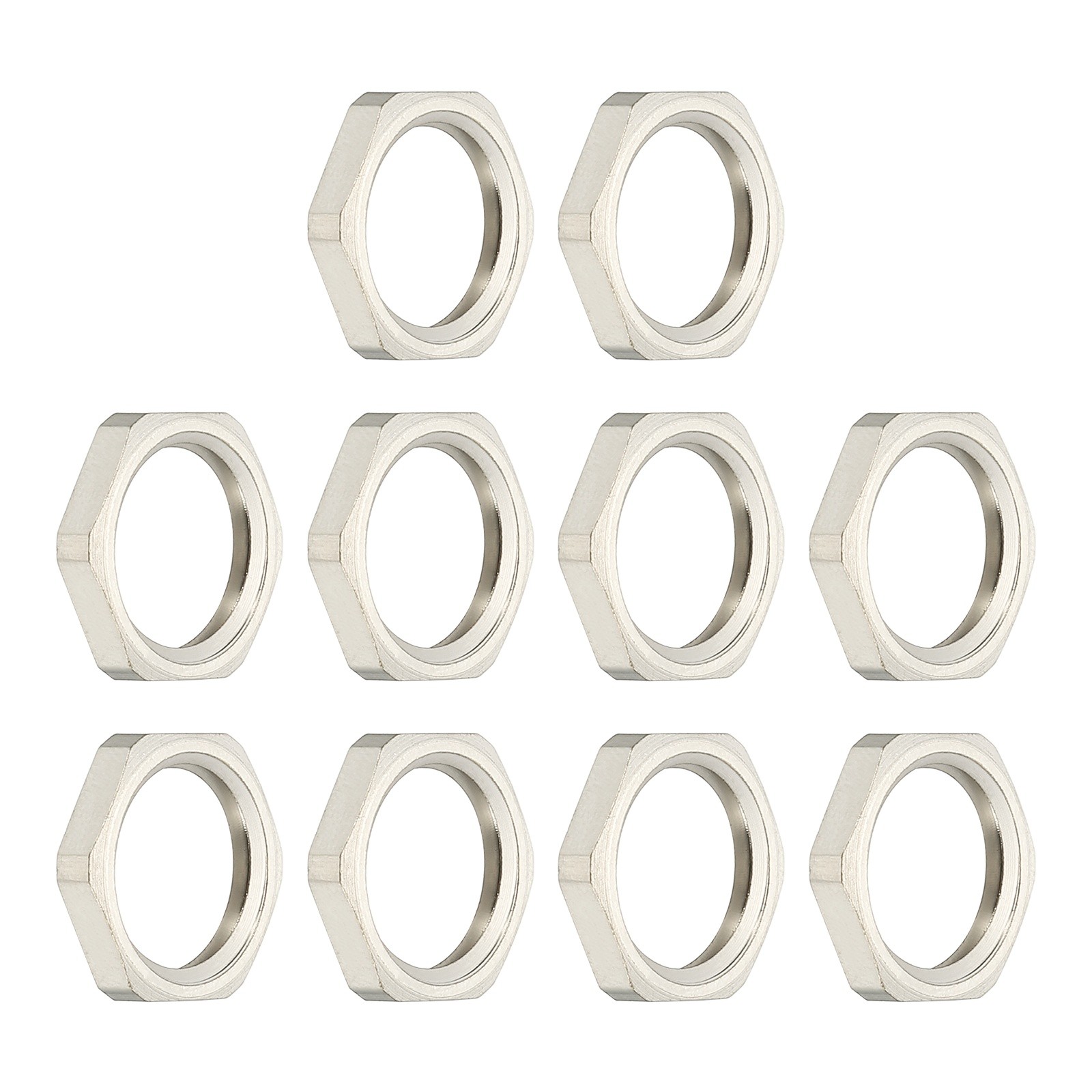 10Pcs NPT Cast Pipe Fitting Hex Locknut Nickel Plated Copper NPT1/4