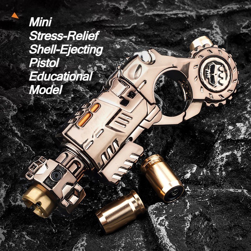 Metal Fidget Toy Gun Mini Launcher Shell Ejecting Spinner Ring EDC Stress Relief