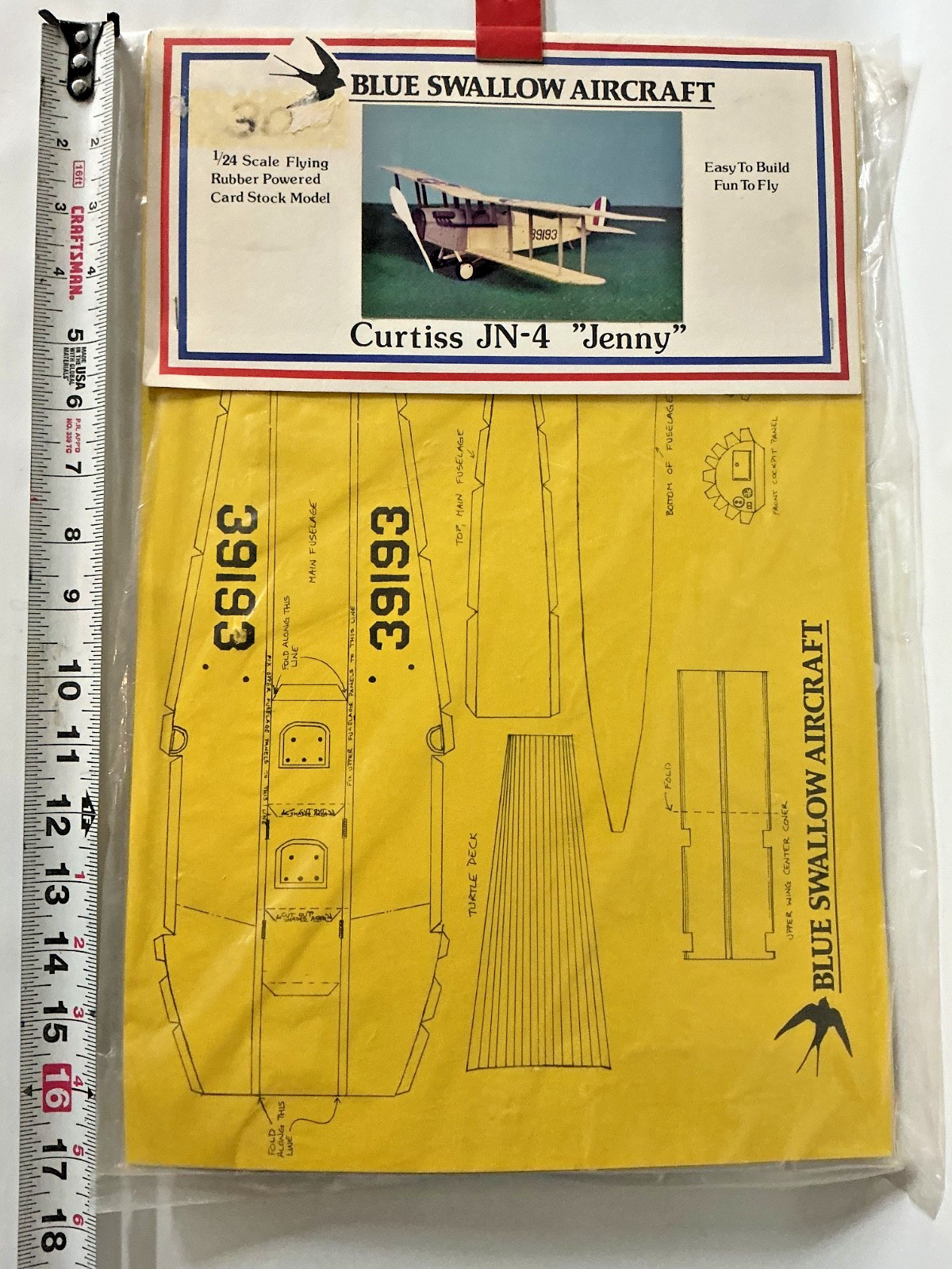 Curtiss Jenny & SE-5 flying card models - Lot of 3 - Blue Swallow - Vinitage