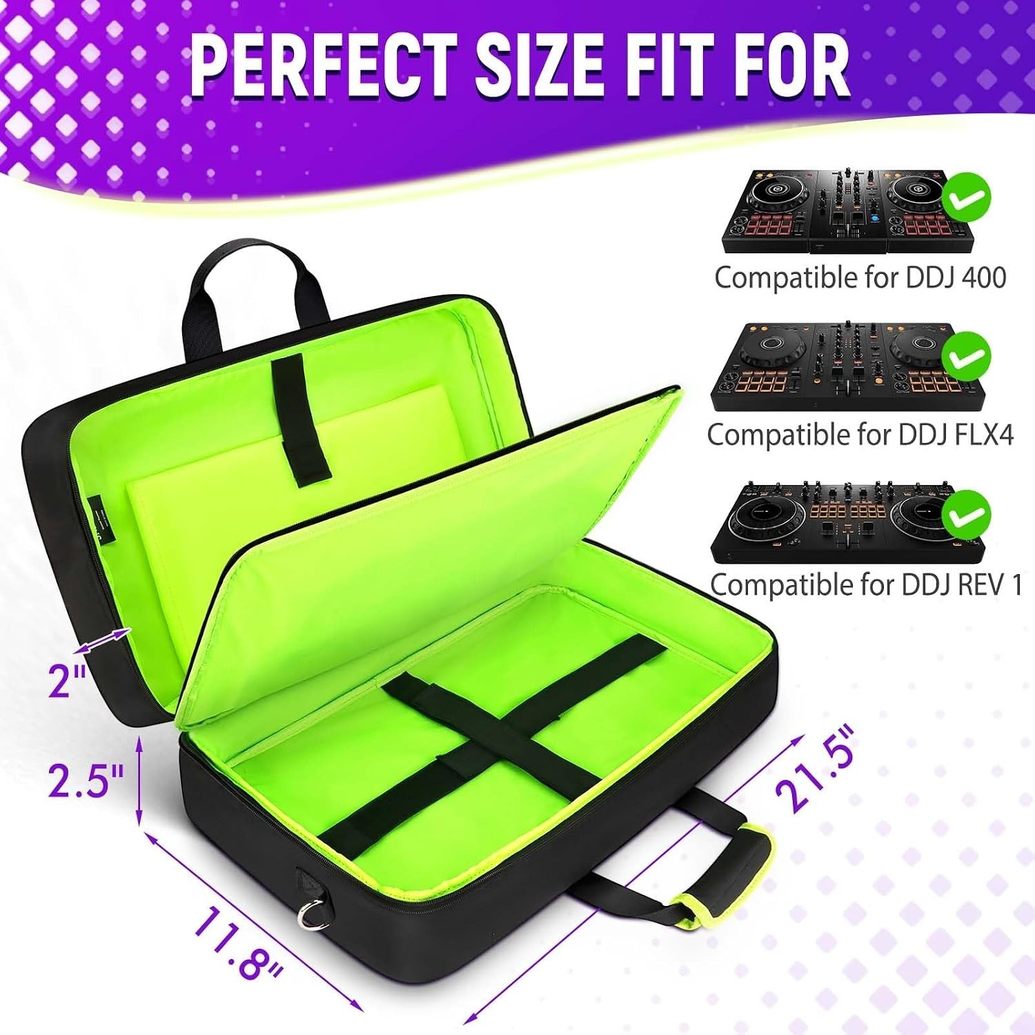 Protective DJ Carrying Case with Adjustable Shoulder Strap