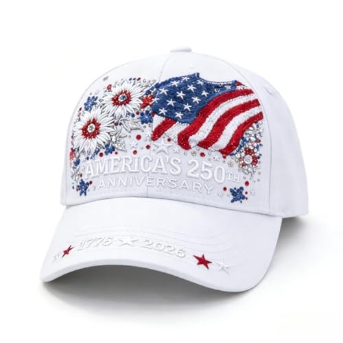 250th Anniversary USA Hat Embroidered Adjustable Baseball Cap 1776-2026