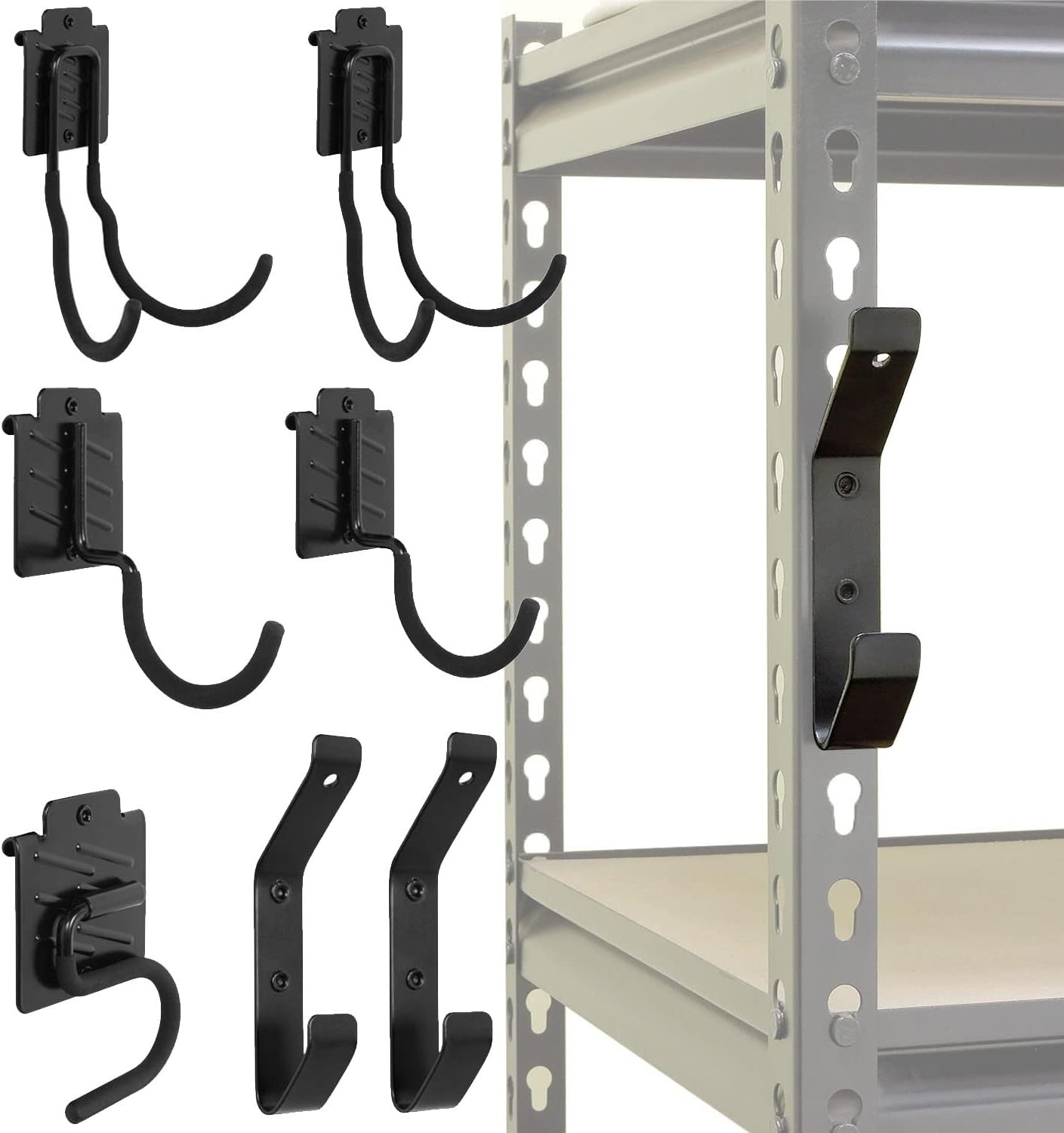Wallmaster 7-Pcs Boltless Shelving Hooks, 400lbs, Adjustable Garage Storage