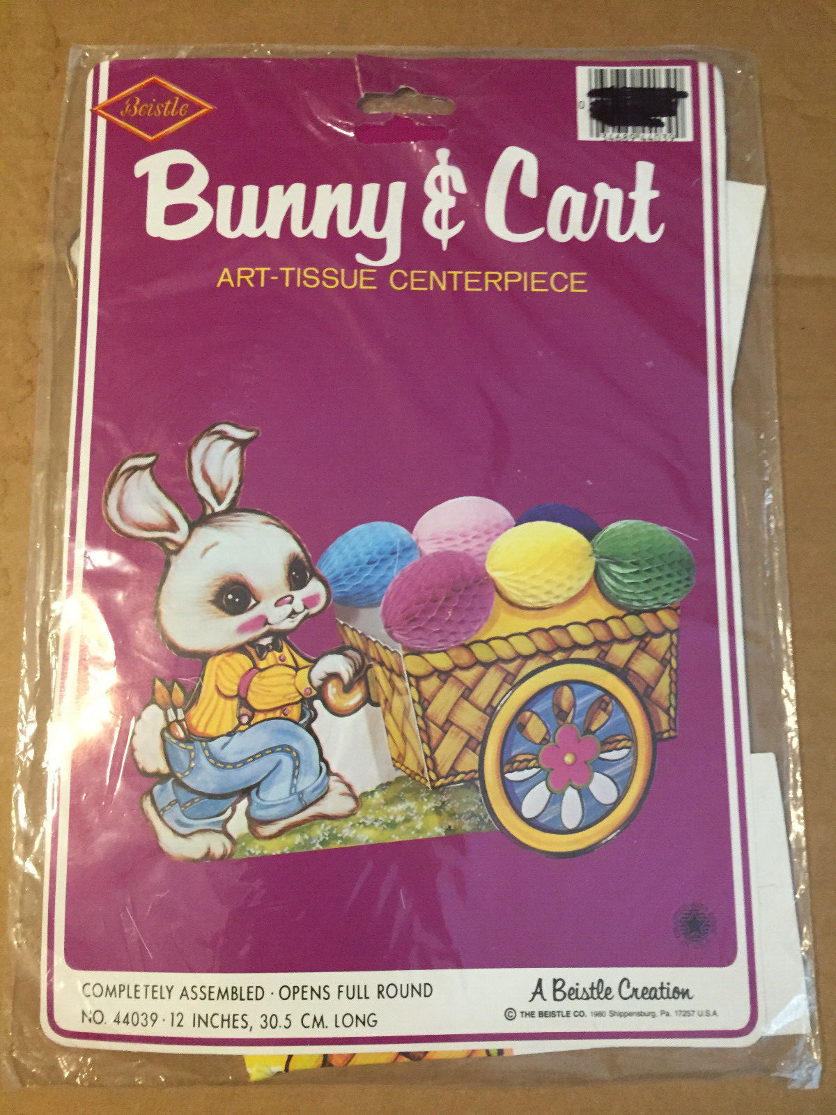 VINTAGE BEISTLE BUNNY & CART ART-TISSUE DECOR 1980 USA NIP