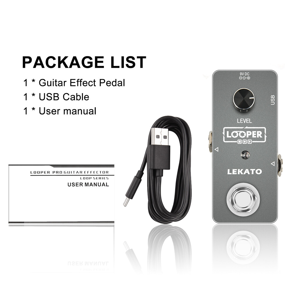 LEKATO Looper Guitar Effect Pedal Single Loop 5 mins Recording + USB Cable