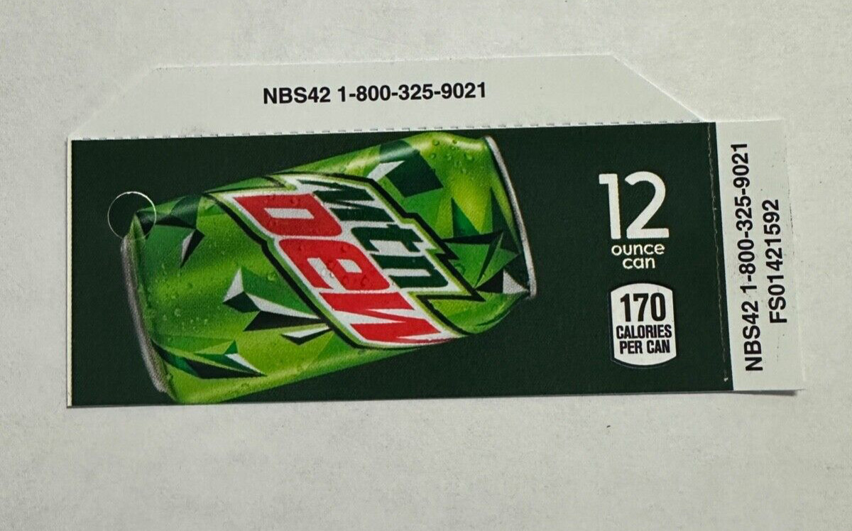 Mtn Dew Vending Machine Flavor Strip 12oz For Vendo, Dixie Narco