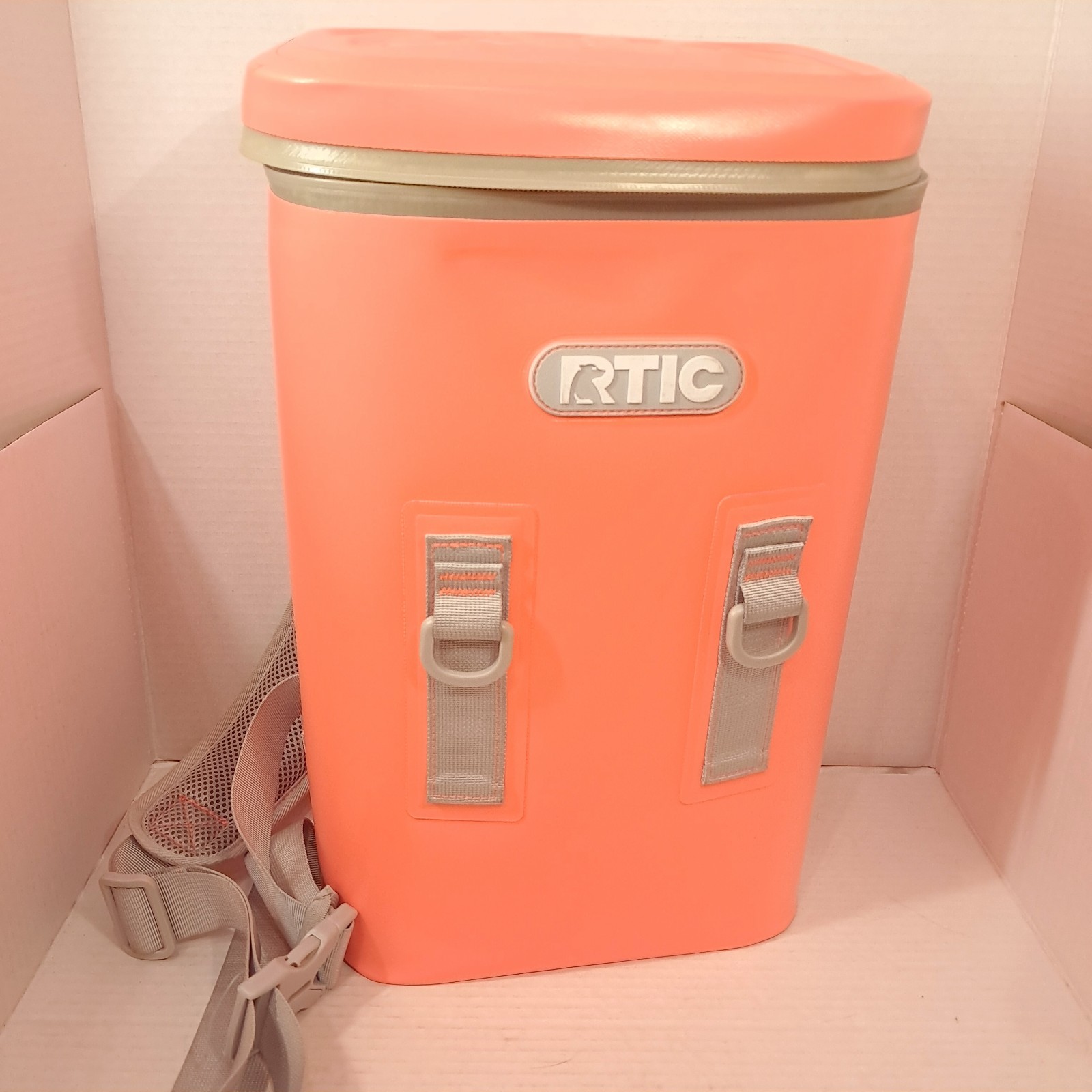 RTIC Insulated Backpack sling 15 Cooler Coral Pink salmon broken zipper READ
