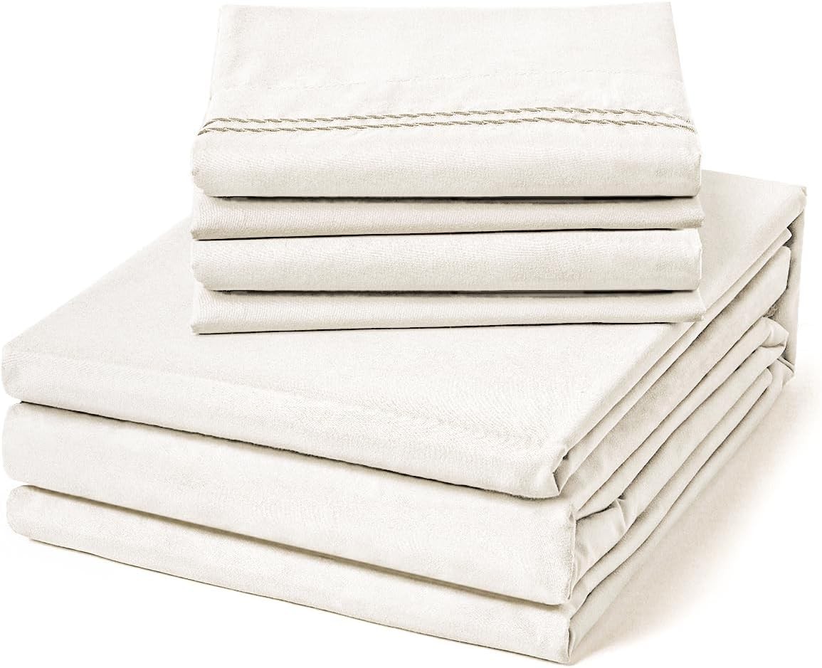 ClevaHome Queen Size Sheets 6 Piece Soft Breathable Luxury Bed Sheet Set