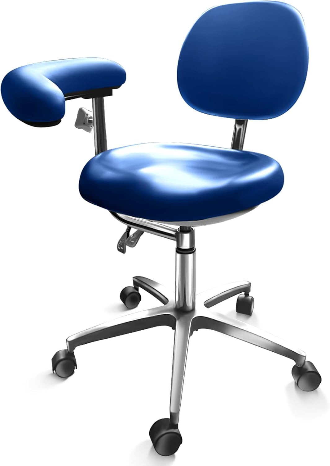 Dental Assistant Chair PU Leather Swivel Stool with Backrest Blue Pack