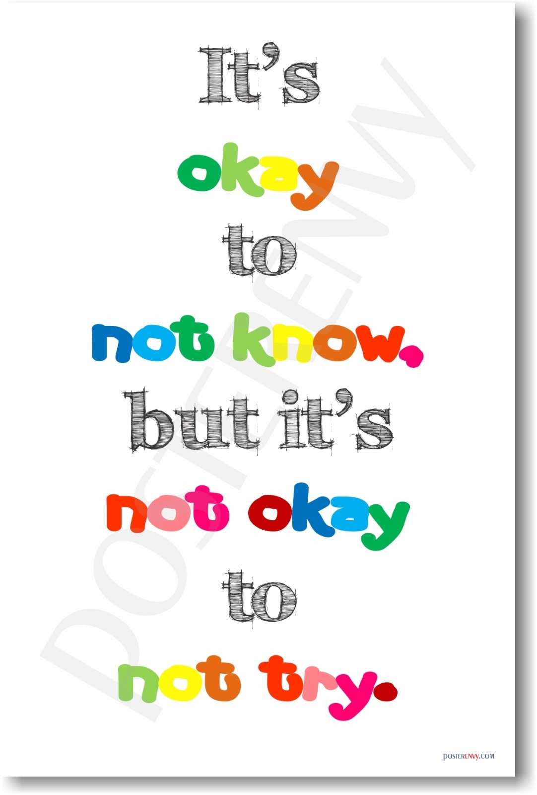Its Okay To Not Know - NEW Classroom Motivational POSTER