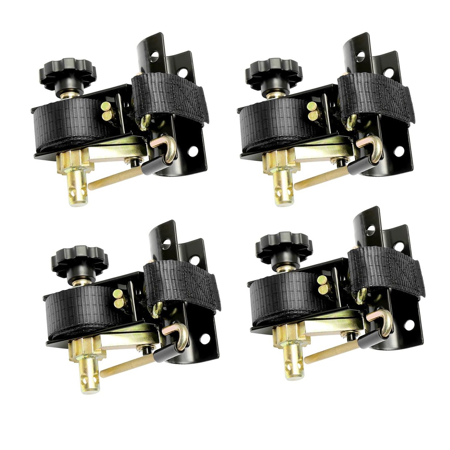 4X 1.5"x7.5" Ladder Rack Ratchet Straps w/ J-Hook Black Retractable Ratchet Tie