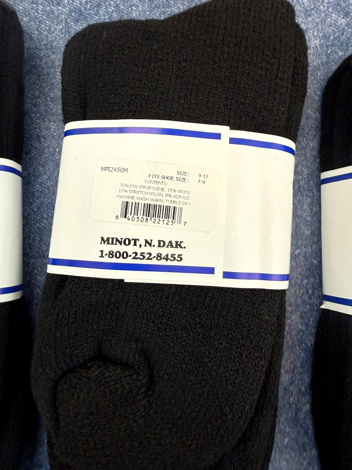 3 Pairs~Dakota Outerwear-Black Thermal Insulated Socks~Size 9-11~Made In USA~New