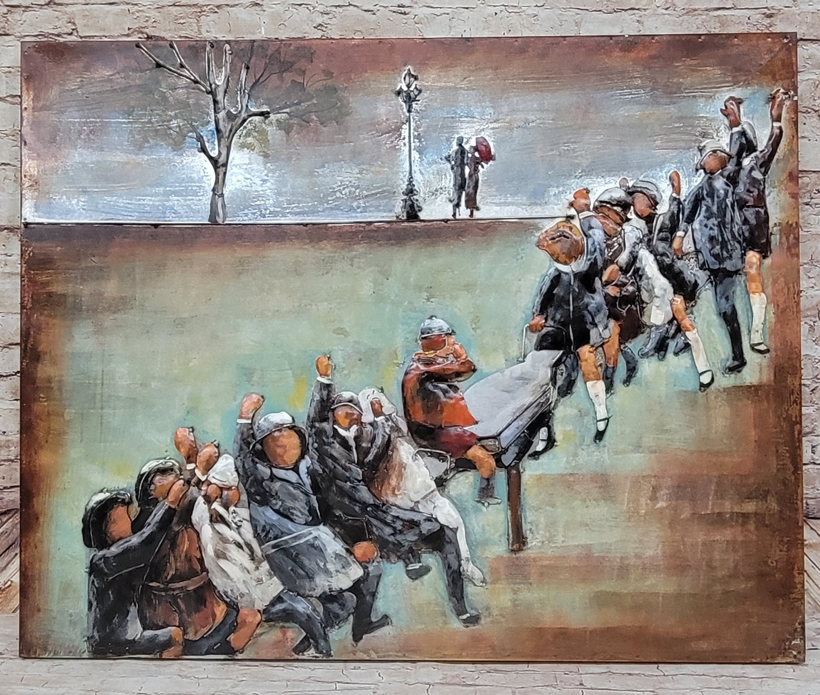 Wall Art Handmade 3-D Painting Children and Seesaw  Landscape Figurine Deal
