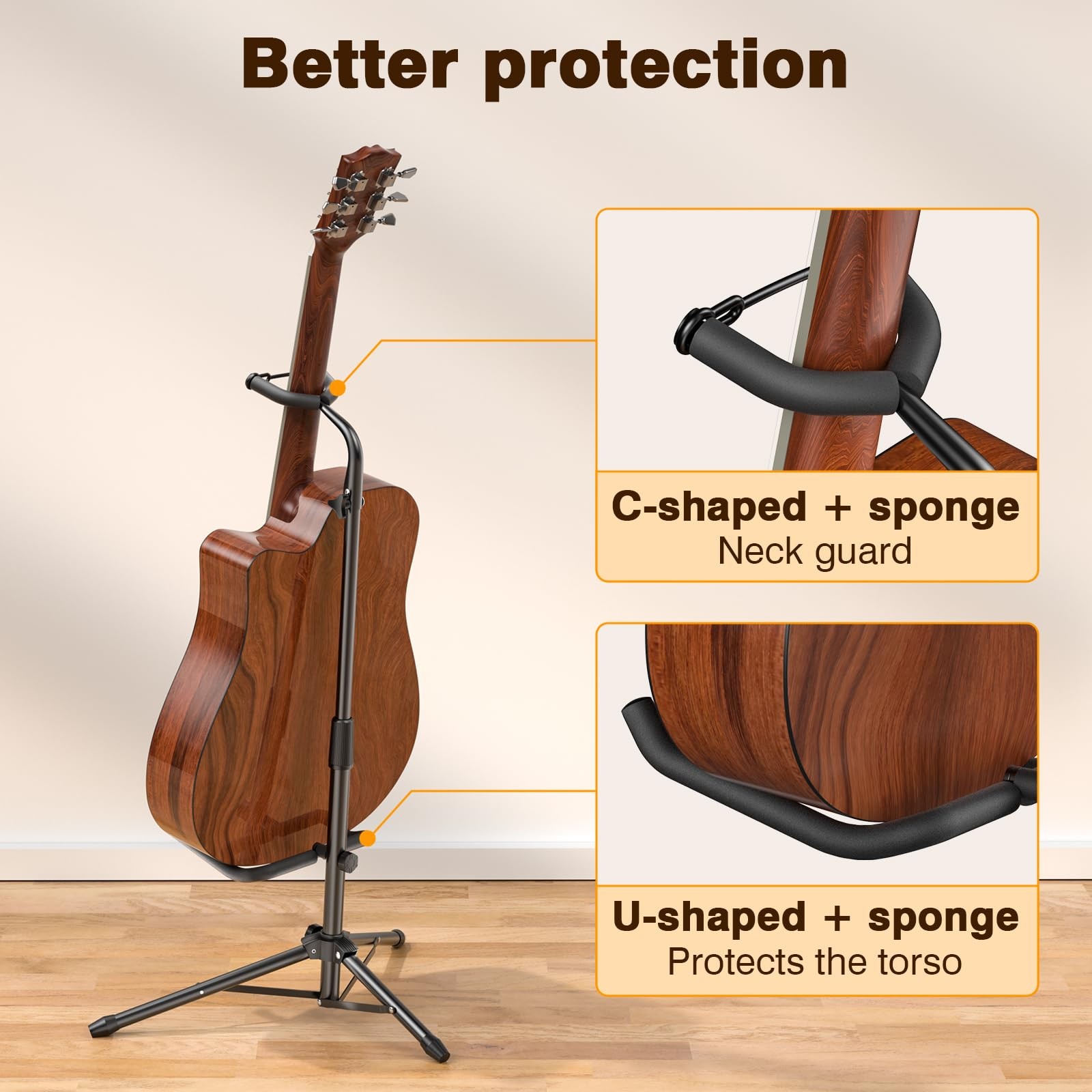 Guitar Stand 2 Pack Height Adjustable Foldable | 20LB Load Capacity for