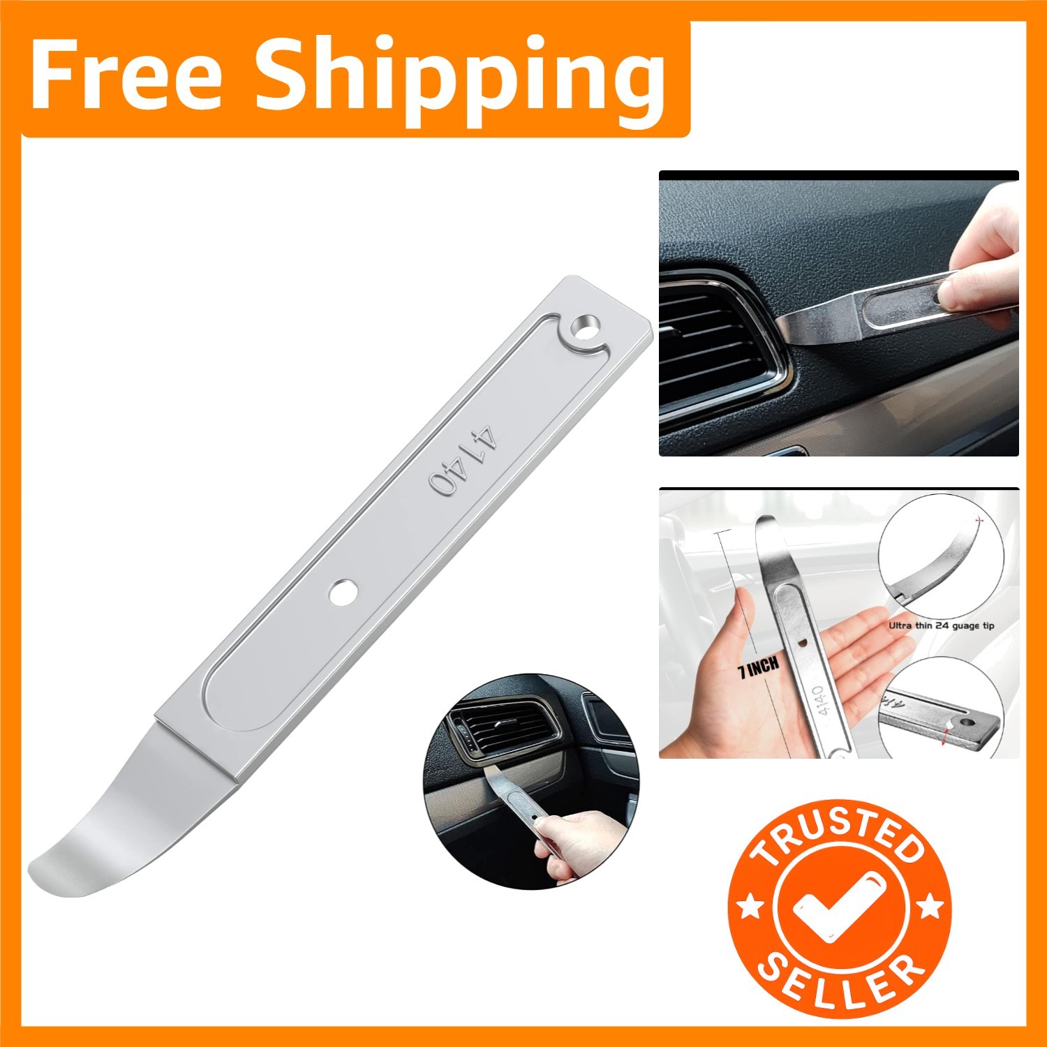 Ergonomic 7" Pry Bar Tool for Auto Trim and Panel Removal - Durable & Effortless