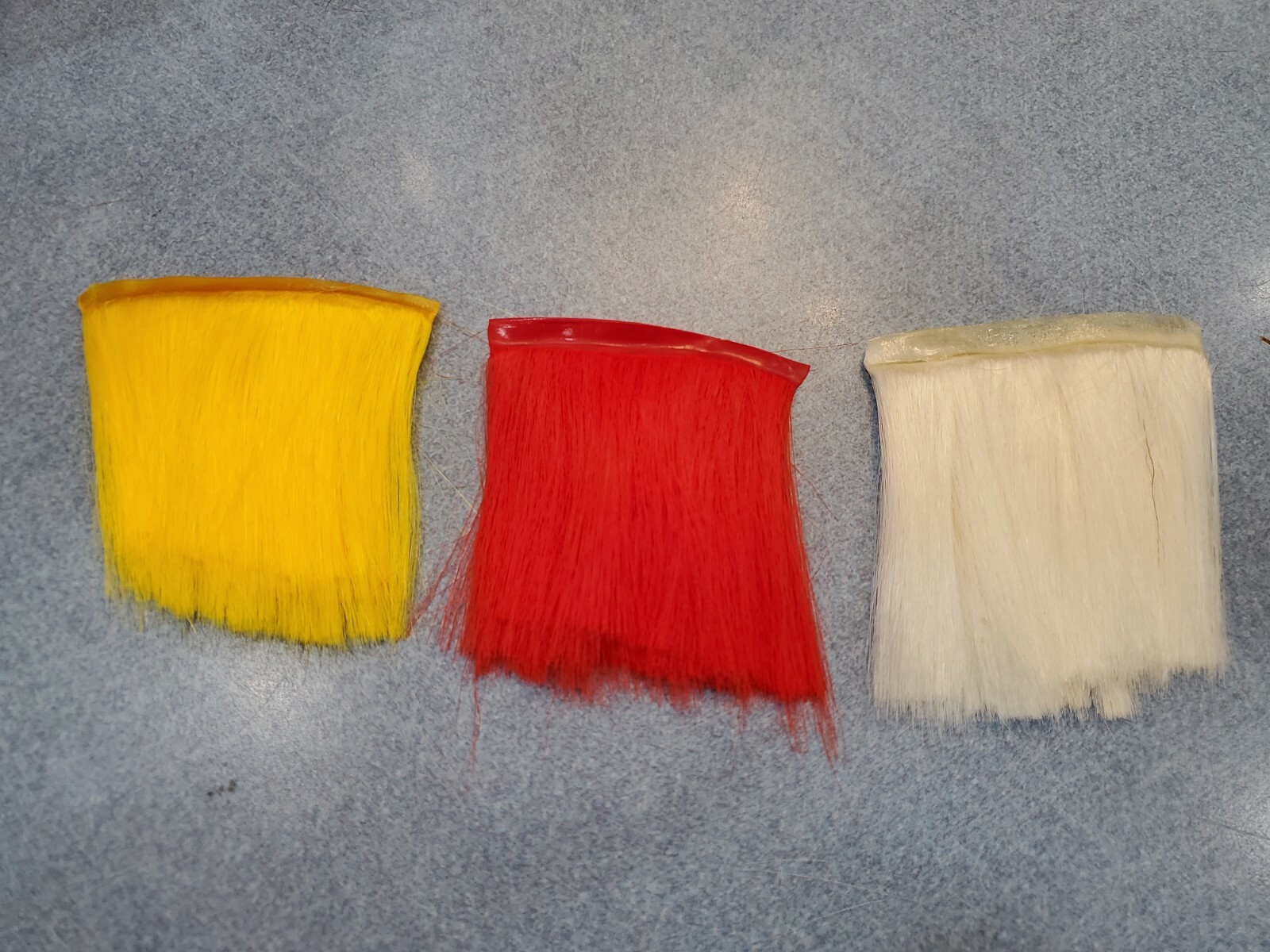 3 Pack Artificial Hair Jig Pelt Skin Fur Hair Red Yellow White