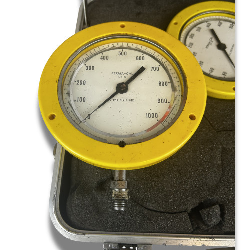 PERMA-CAL Process Gauges Set 3 Yellow Gauges w/Case industrial
