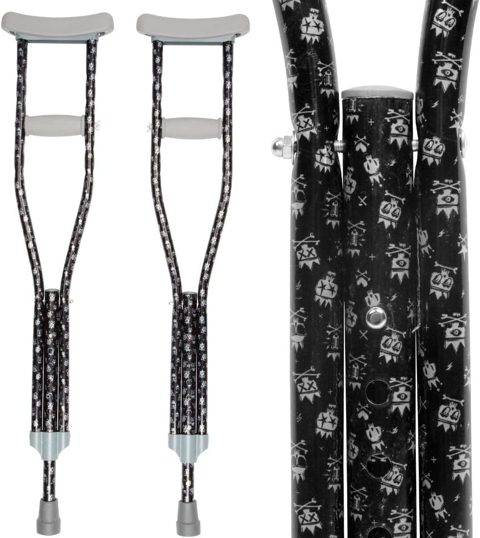 My Crutches -Fashion Crossbones Designed Youth Crutches (Heights 4'5" to 5'2")