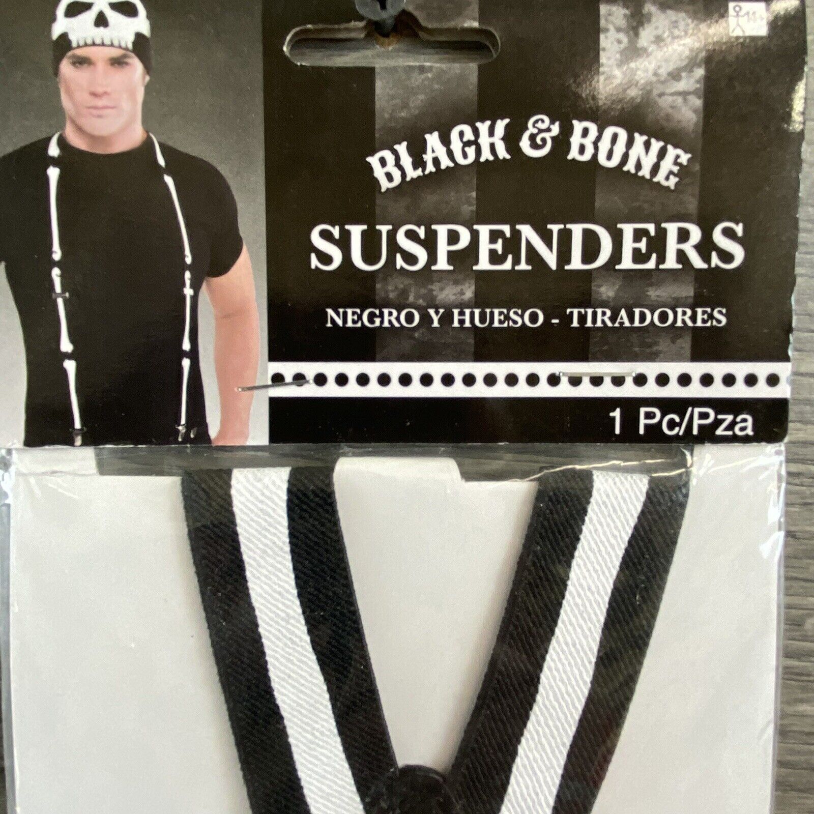 Black & Bone Skeleton Suspenders Costume Halloween Cosplay Dress Up New