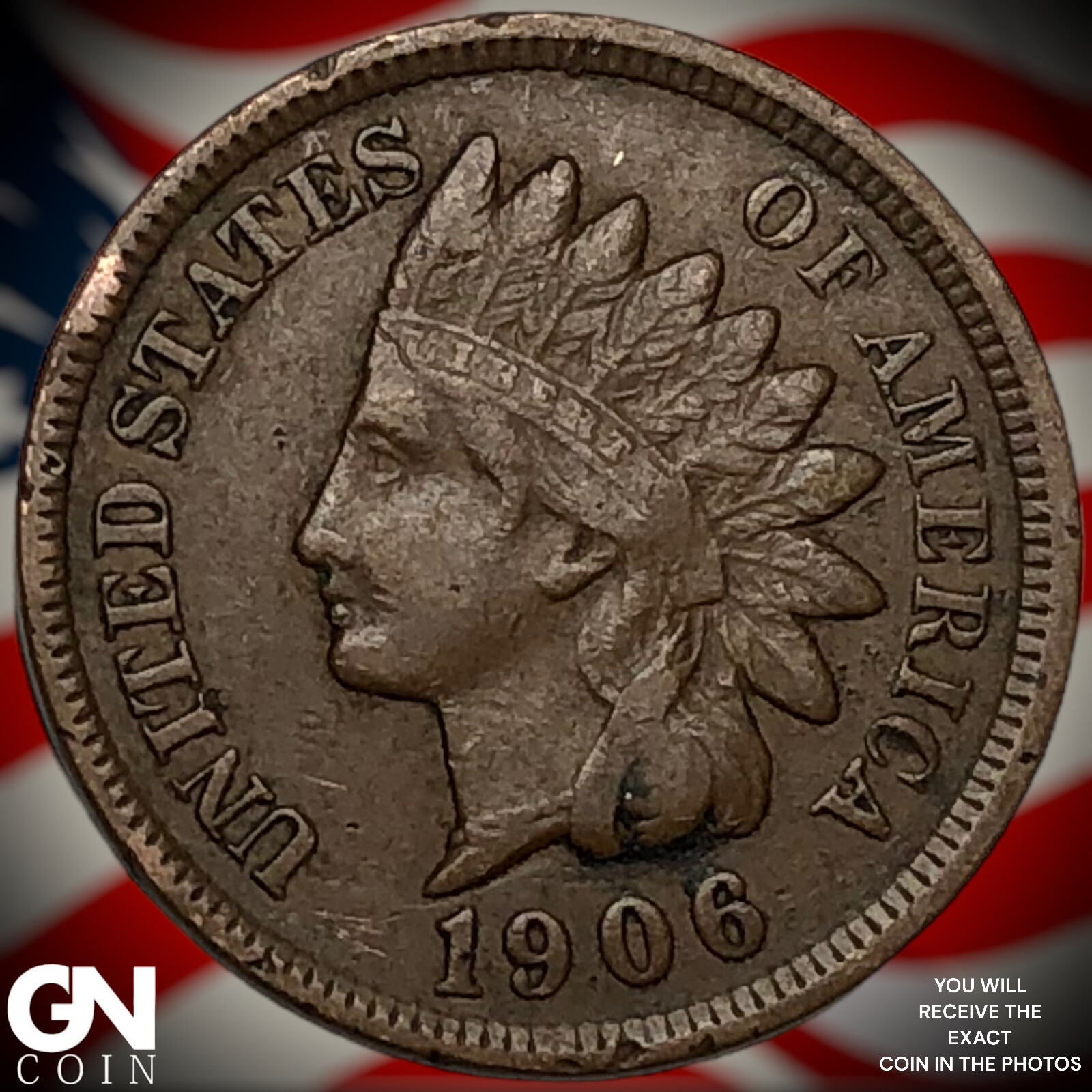 1906 Indian Head Cent Penny X0843
