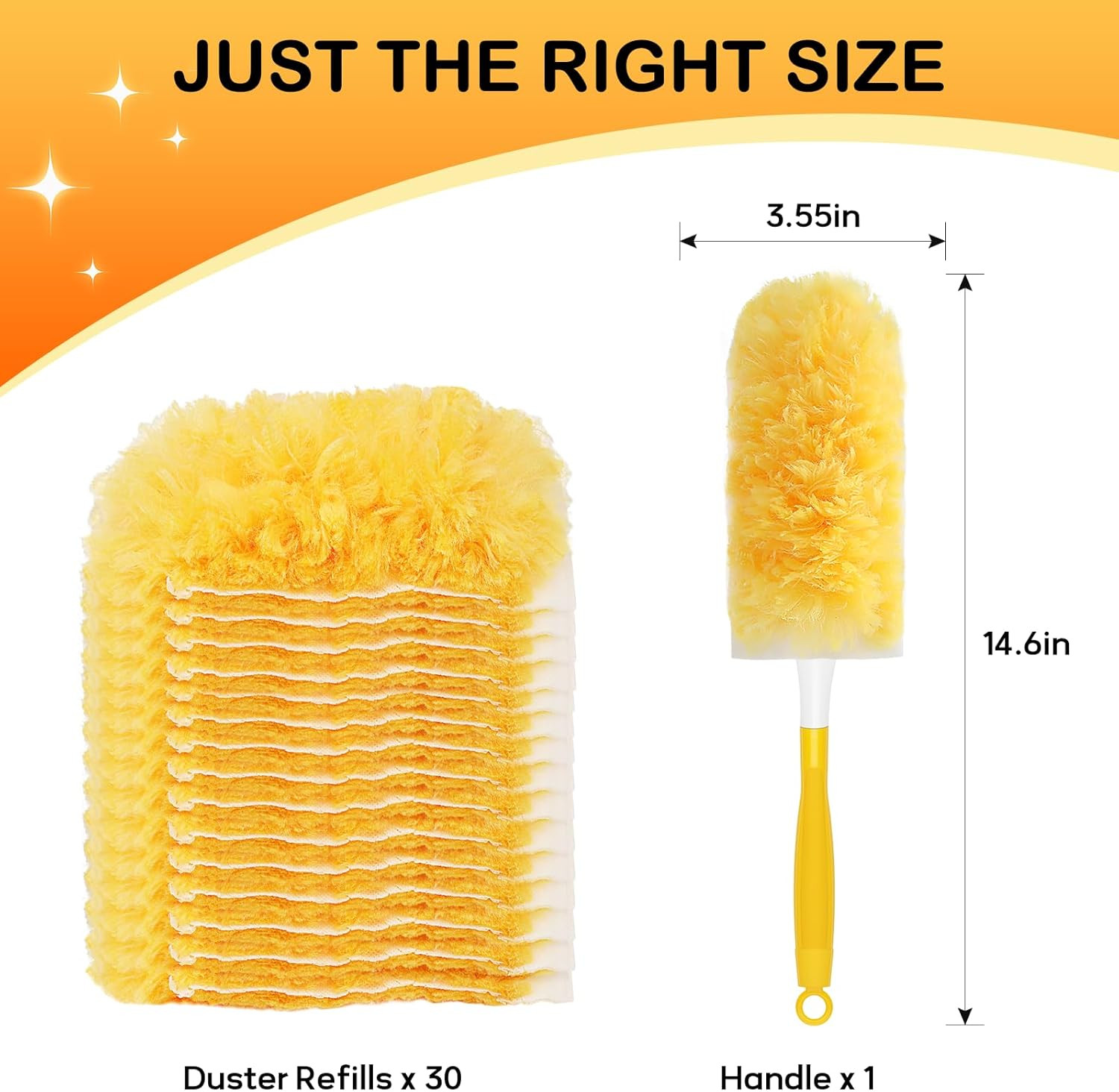 30 Count Duster Refills Compatible with Swiffer Dusters for Cleaning with 1 Hand