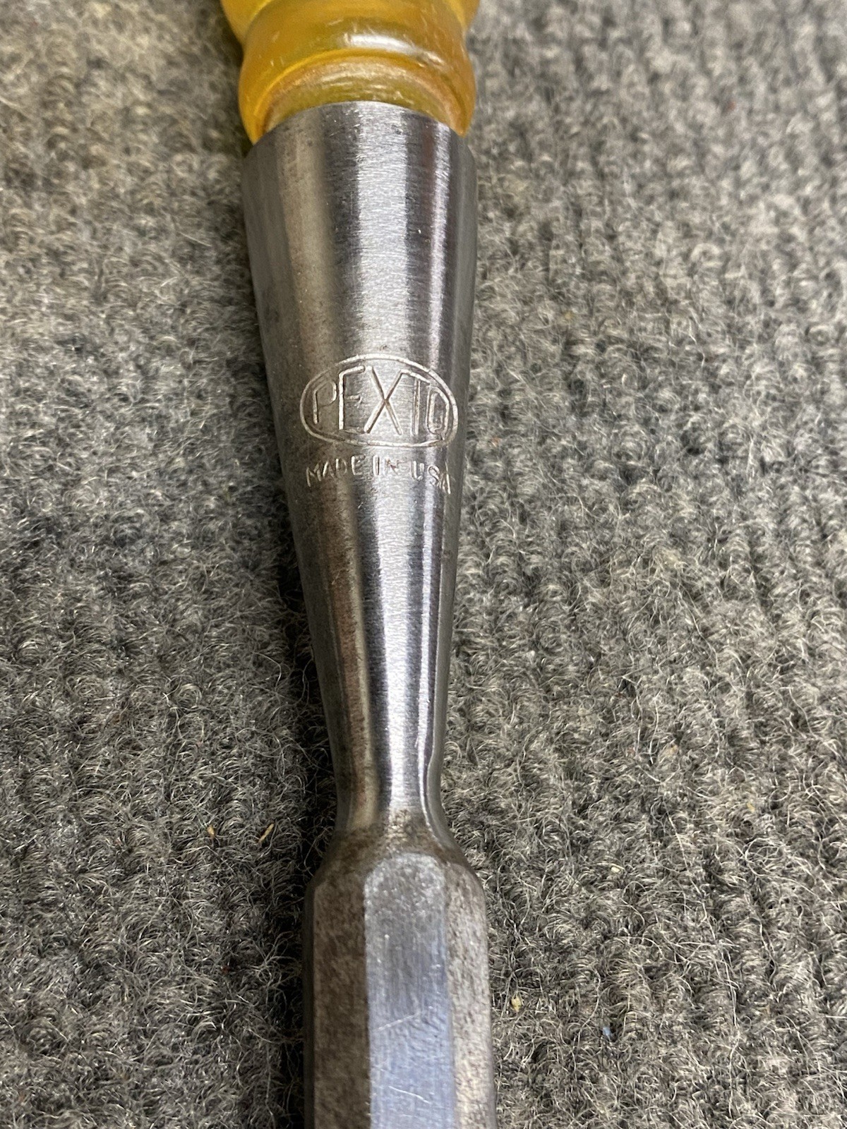 Vintage Pexto 1/2” Chisel With Hard Yellow Plastic Handle