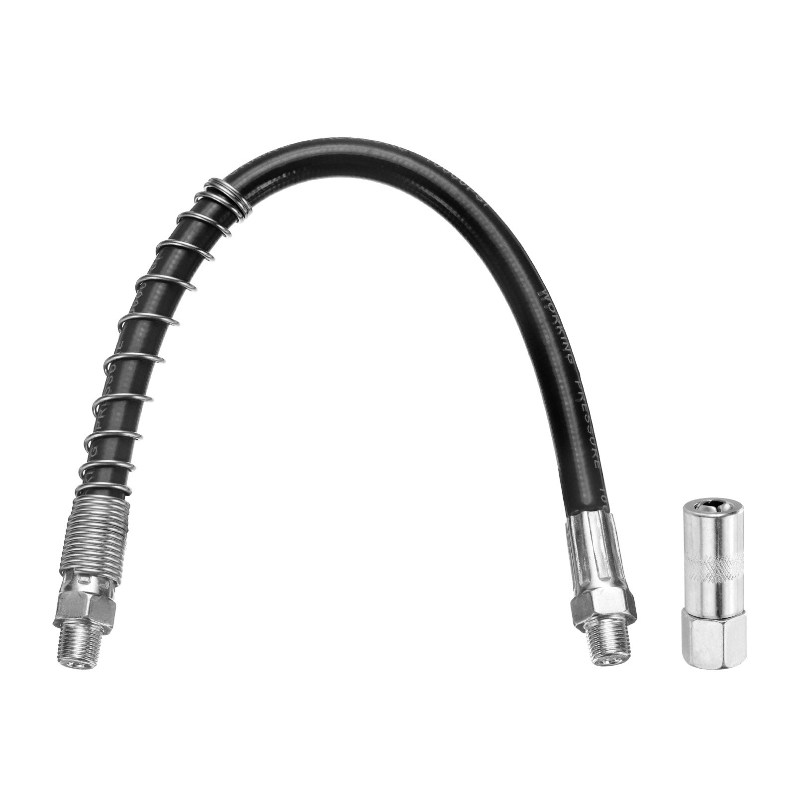 Grease Gun Hose Kit 11.8" 10000 PSI Grease Gun Coupler 1/8 NPT Threads Black