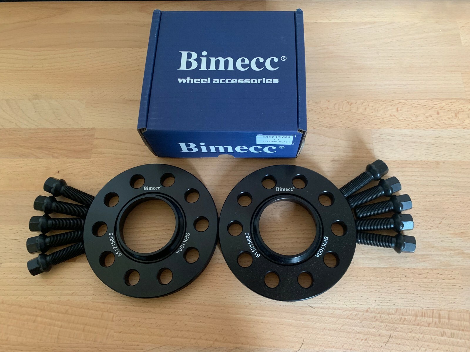 Audi A4 A5 A6 Bimecc Black Alloy Wheel Spacers 5x112 66.6 15mm + Black Bolts