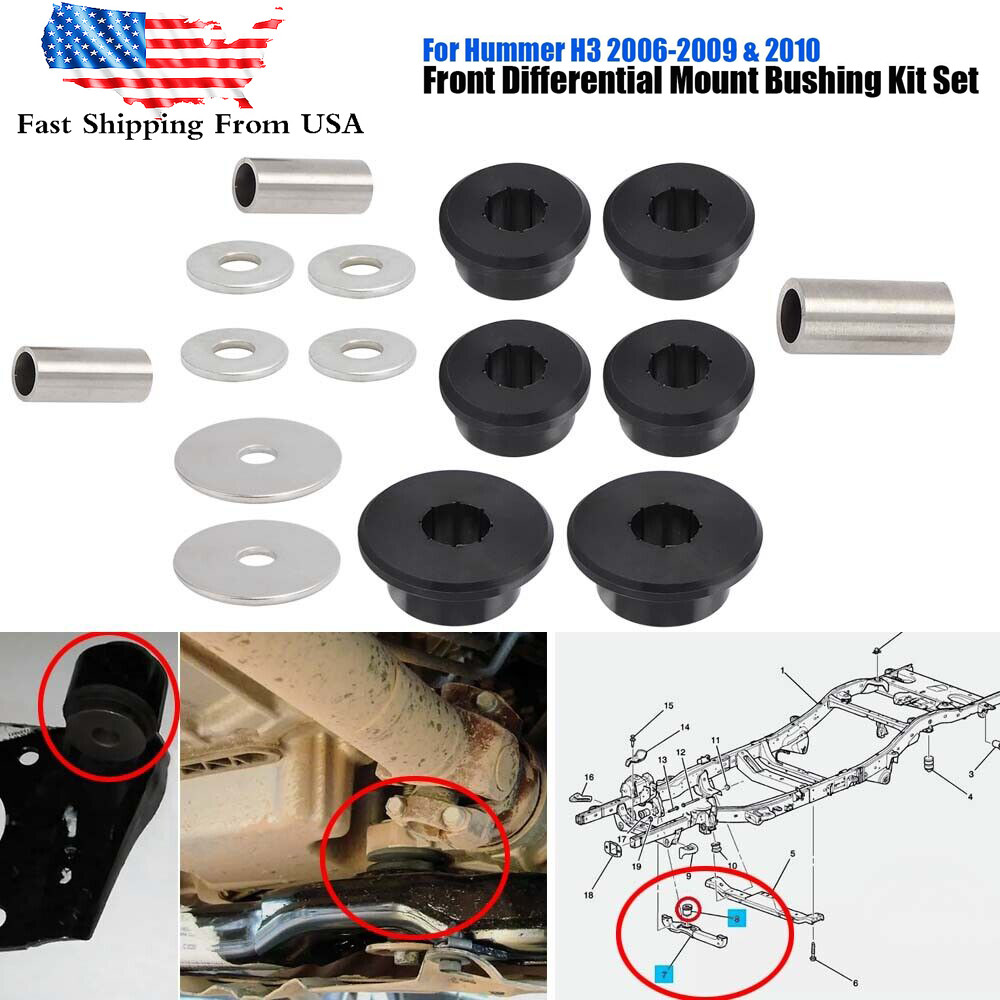 For Hummer H3&H3T Front Differential Mount Bushing Set (3 Location) Polyurethane