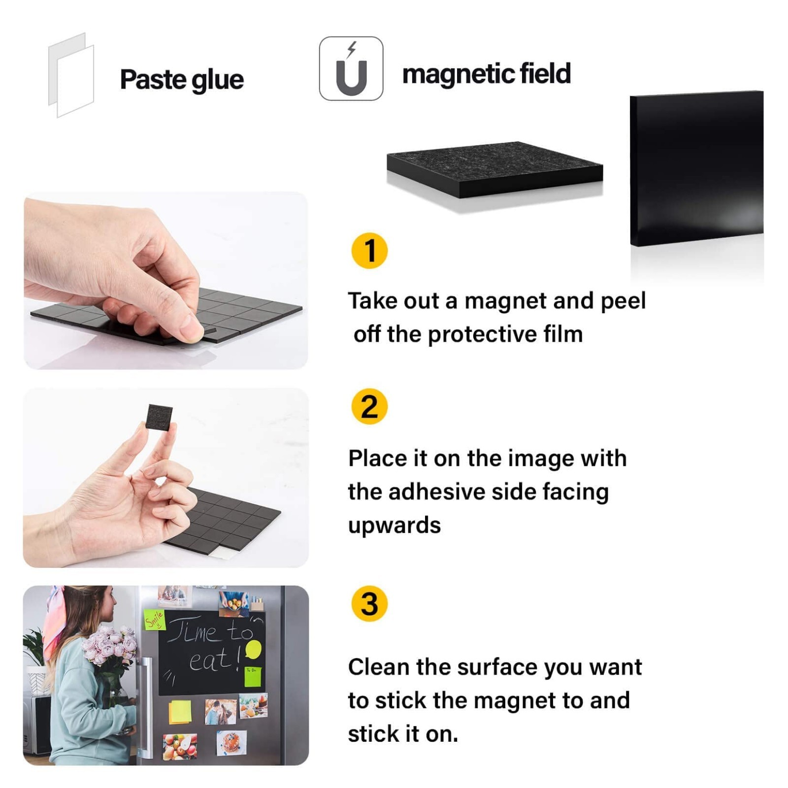 144Pcs Square Magnets Magnetic Tape Strip - Magnet Sheets with Adhesive Backin