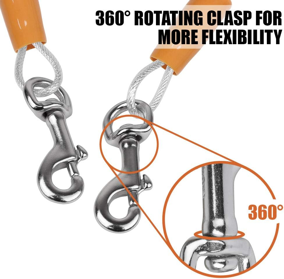 BV Dog Tie Out Cable 25 Feet - Heavy Duty Dog Lead up to 90 Pounds - Reflective