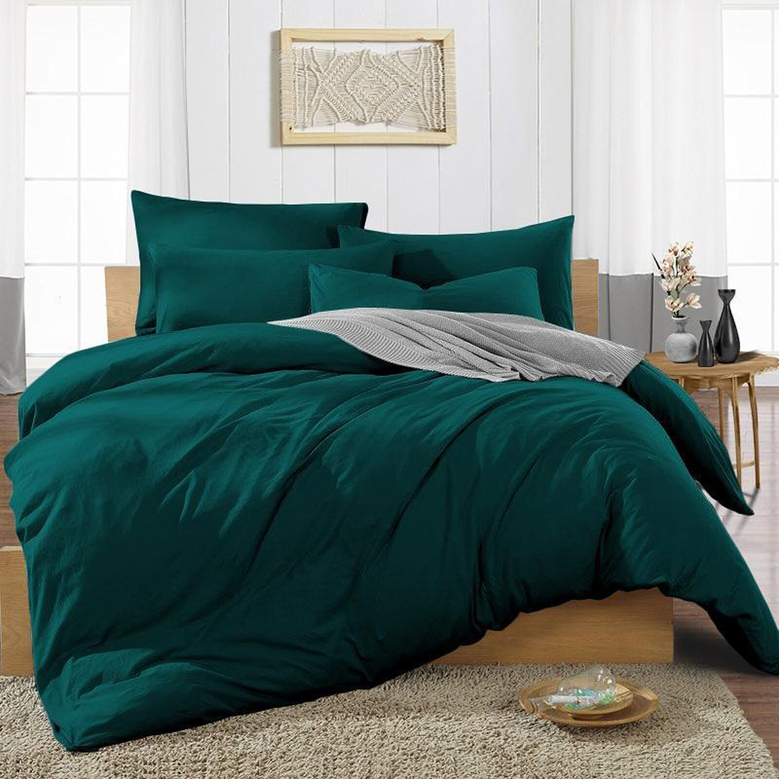 Bedding Collection 1000 TC OR 1200 TC 100% Cotton Teal Solid All Item