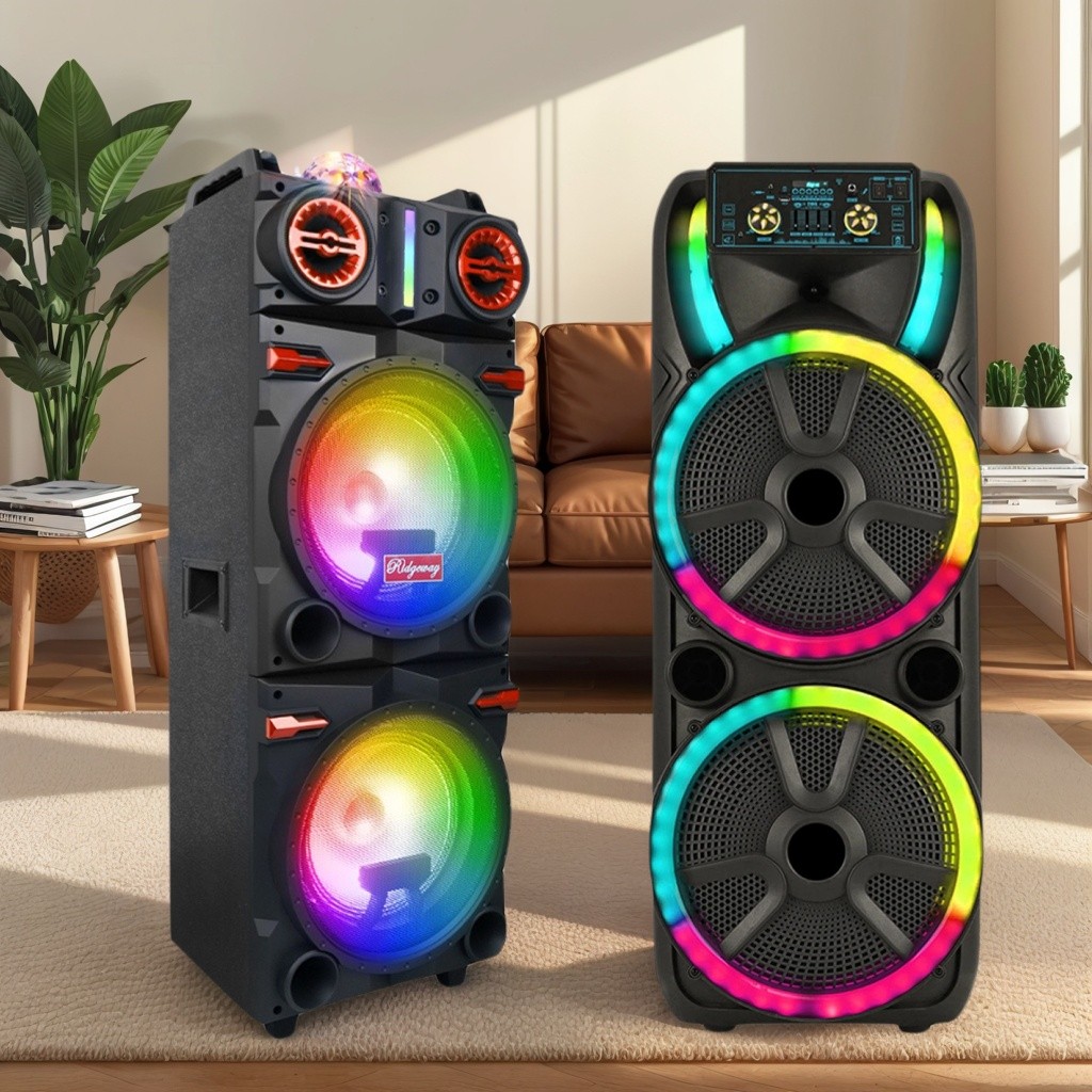 Portable Bluetooth Speaker Dual Subwoofer DJ Party Loud Bass TWS AUX USB FM LED