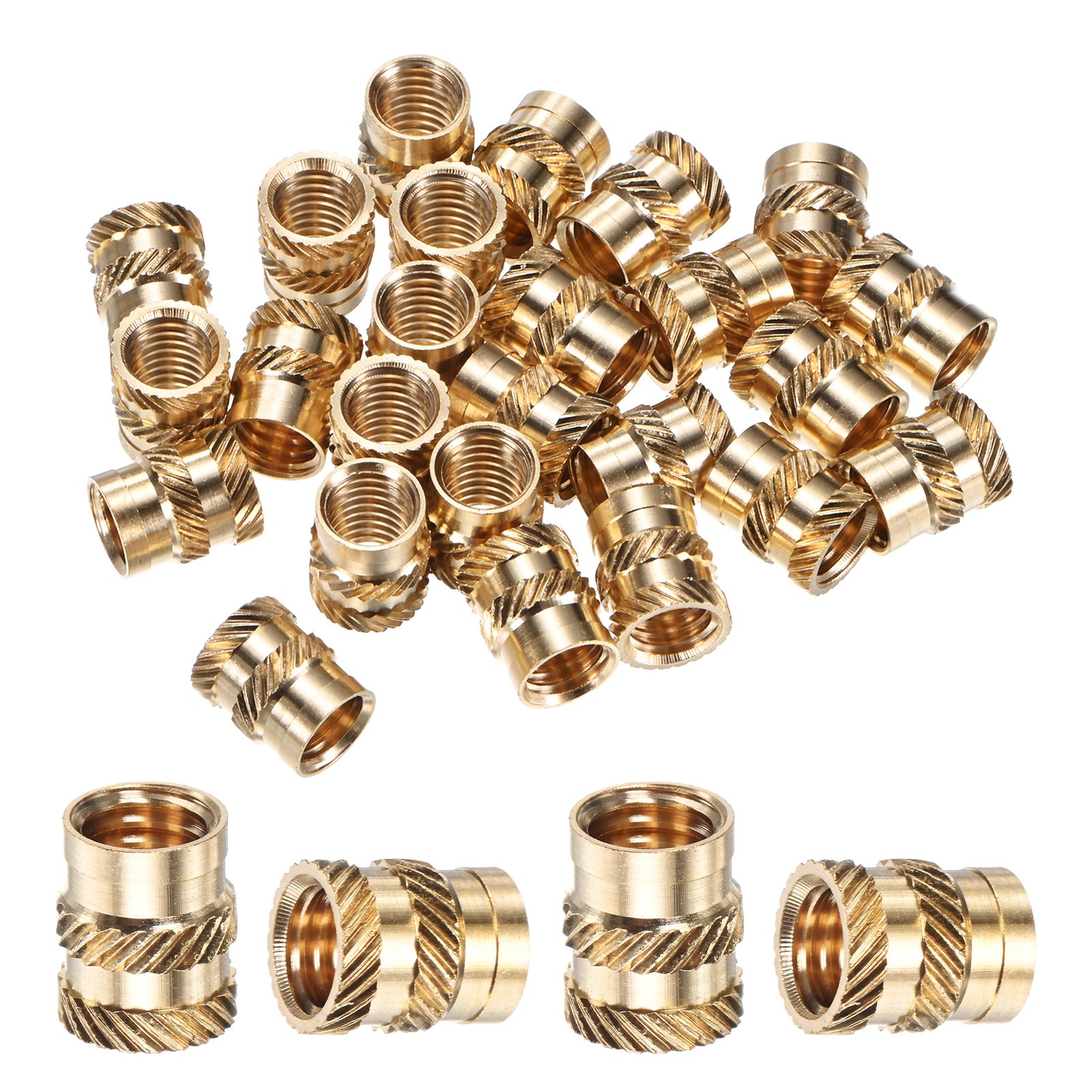 25-Pack Threaded Inserts - M8 x 12mm Brass Heat Set Insert Nuts 10mm OD