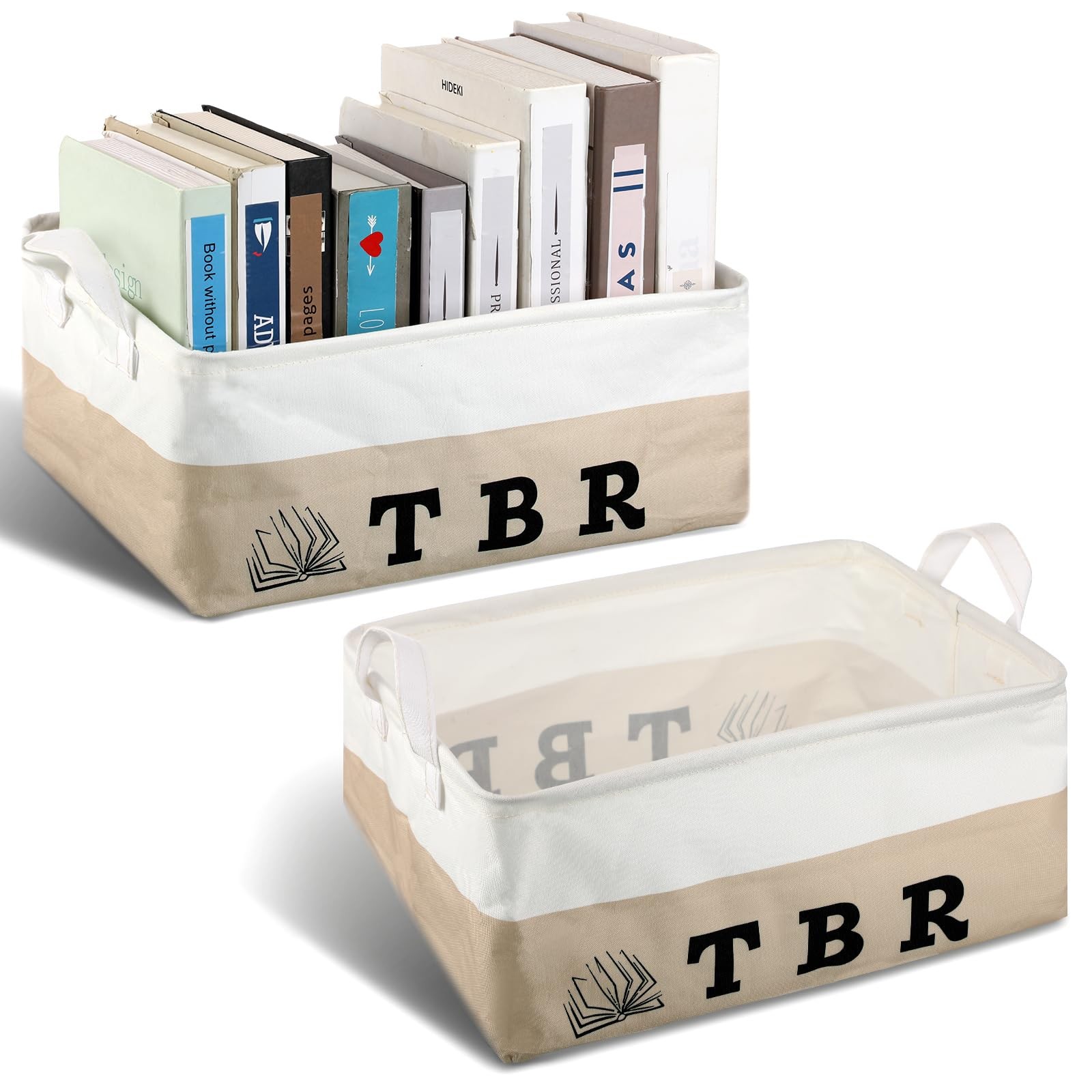 TBR Book Storage Basket To Be Read List Organizer Bin Reading Box 2 PCS