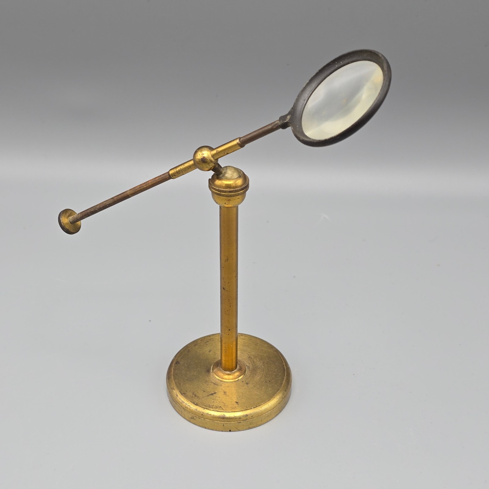 Antique Brass Laboratory Magnifier on Stand