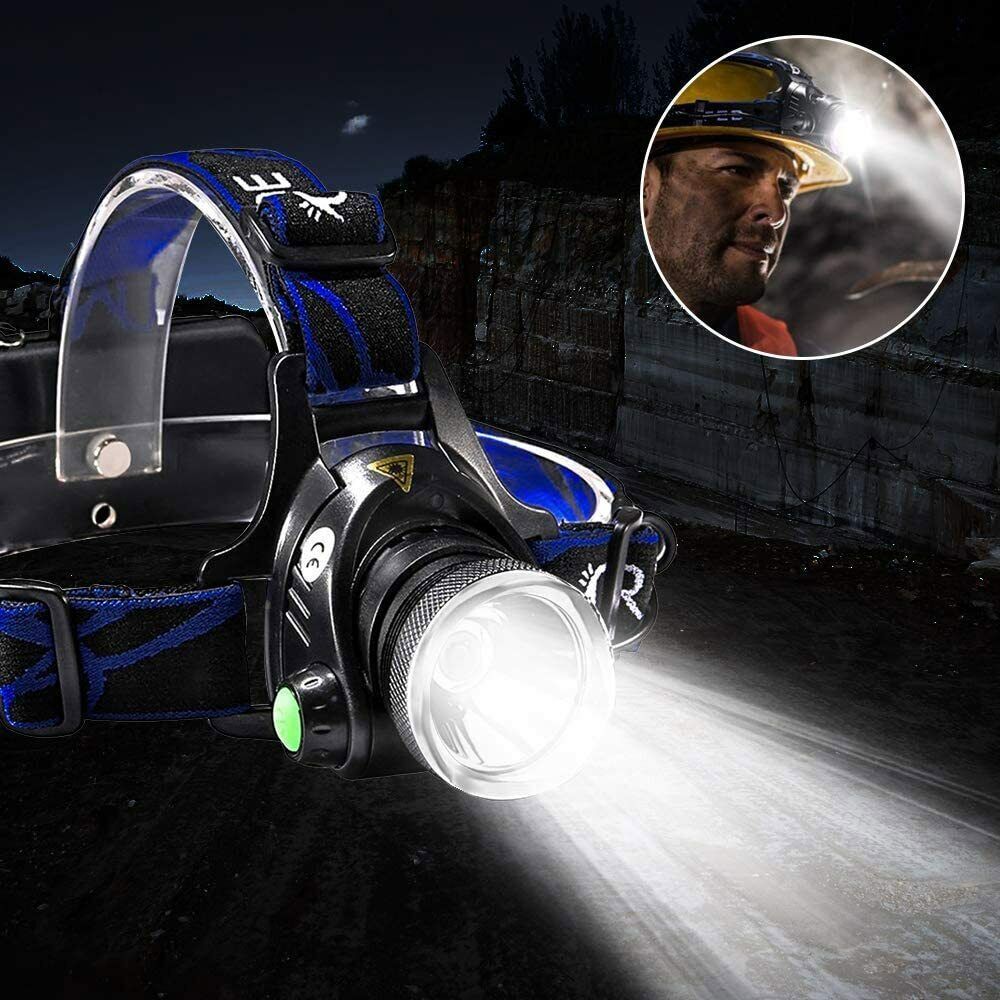 Powerful LED Headlamp Rechargeable Headlight Zoomable Head Torch Lamp Flashlight