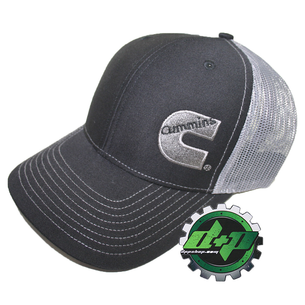 Cummins trucker hat richardson 112 black w/ gray summer mesh back snapback