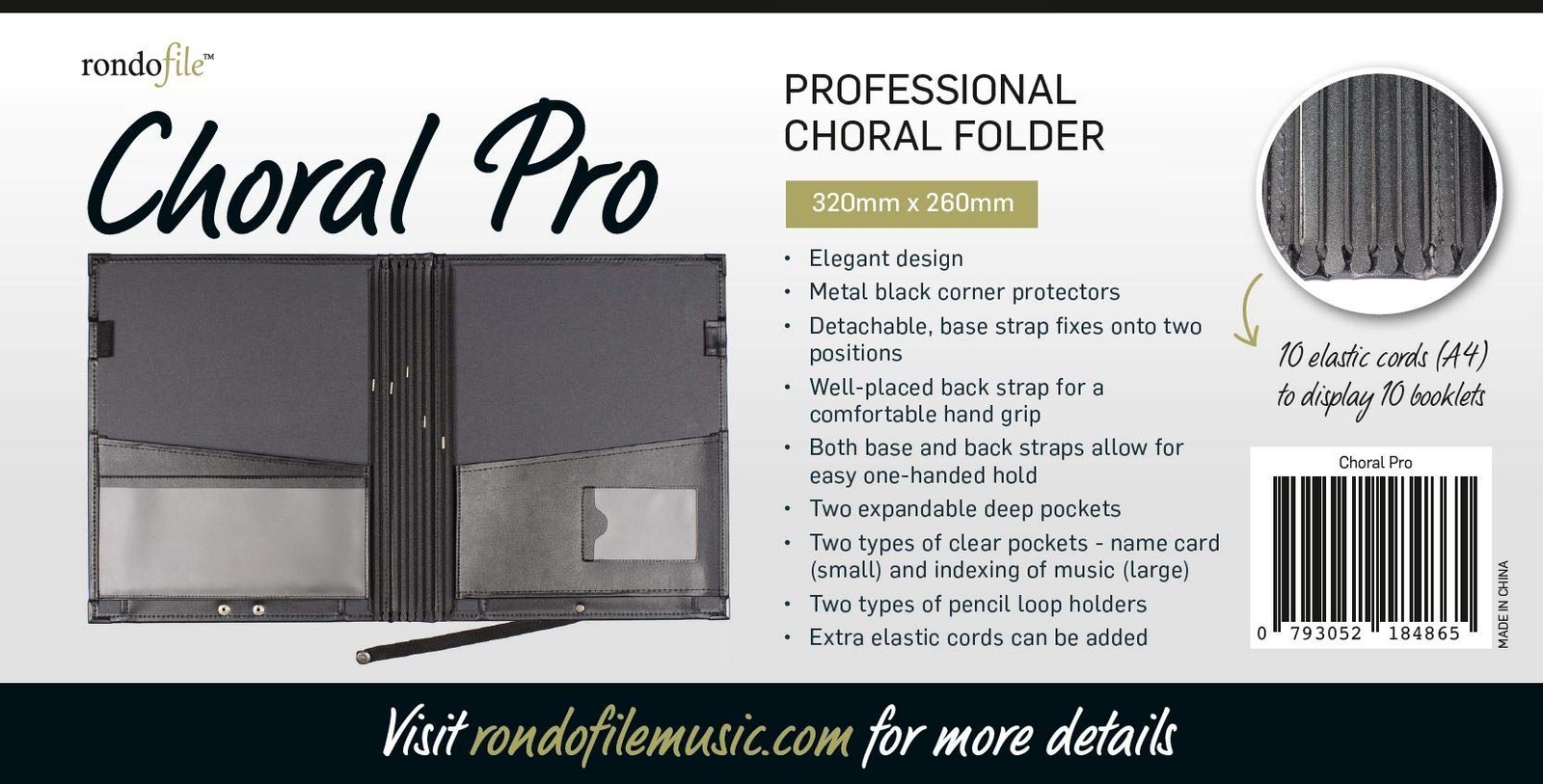 Rondofile Choral Pro - PU Leather Choir Folder Black