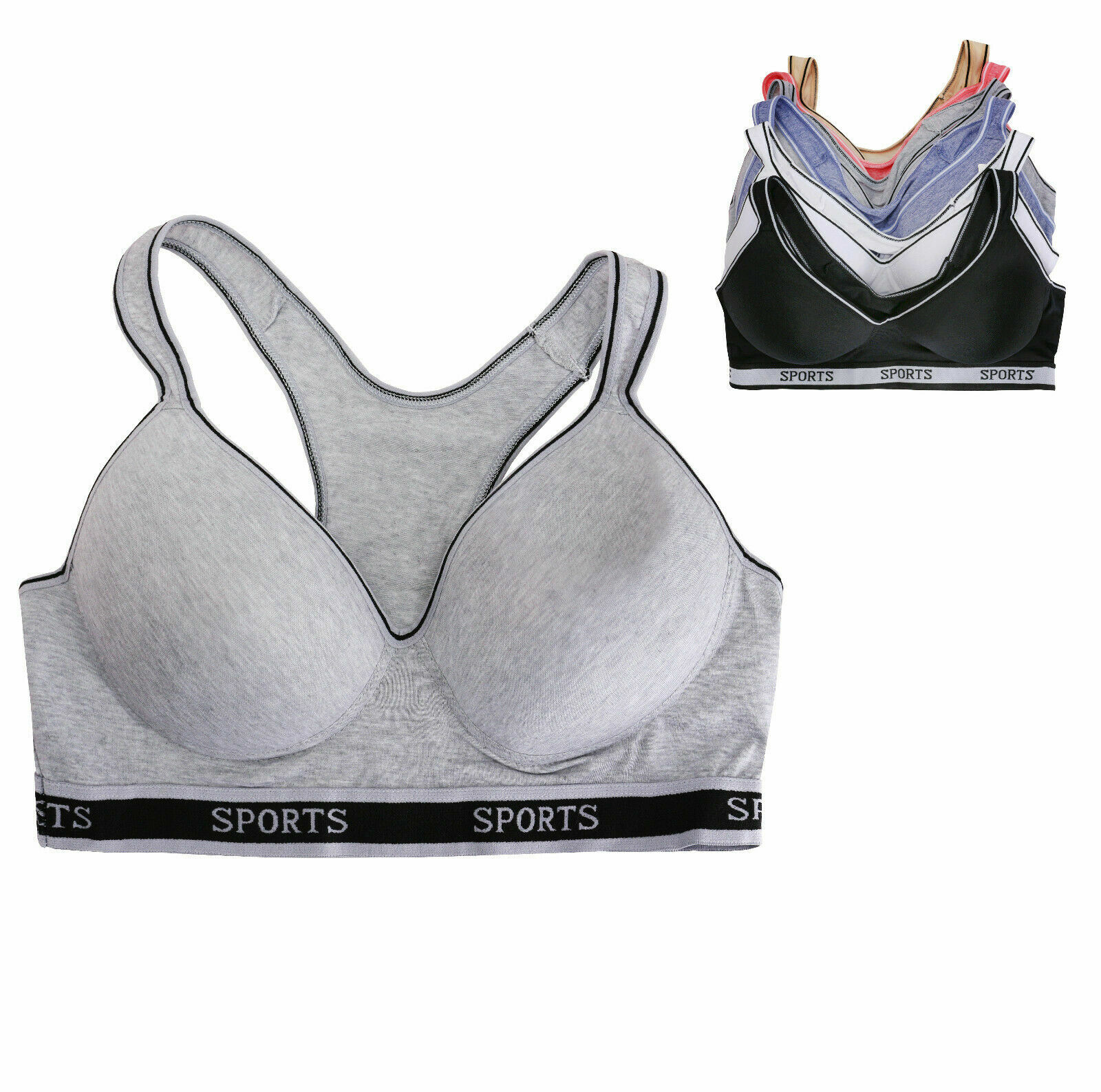 Women's Premium Pack of 6 Supportive Molded Cup Sports Bra S315