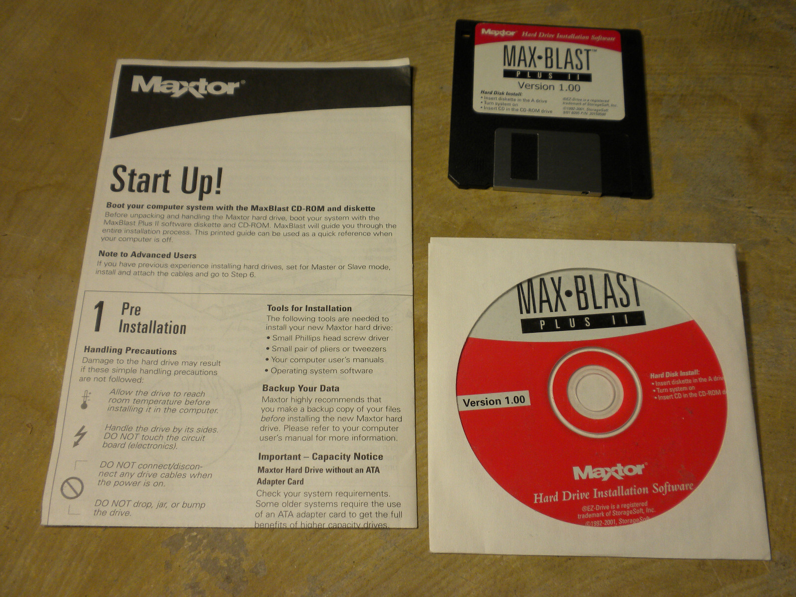 NO HARD DRIVE Maxtor ATA Hard Drive MAX BLAST PLUS II Guide CD ROM - Floppy Disc