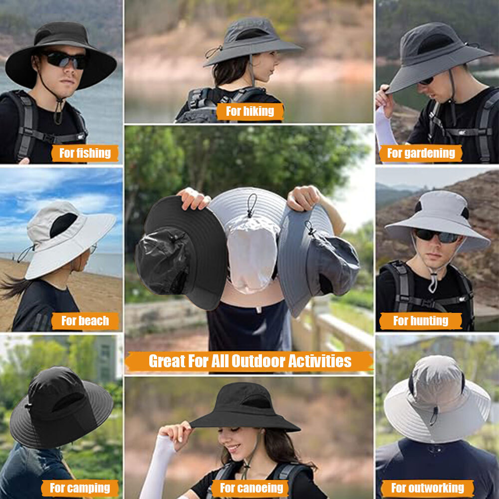 Unisex Bonnie Bucket Hat Wide Brim Breathable Sun Mesh Cap UV Protection Outdoor
