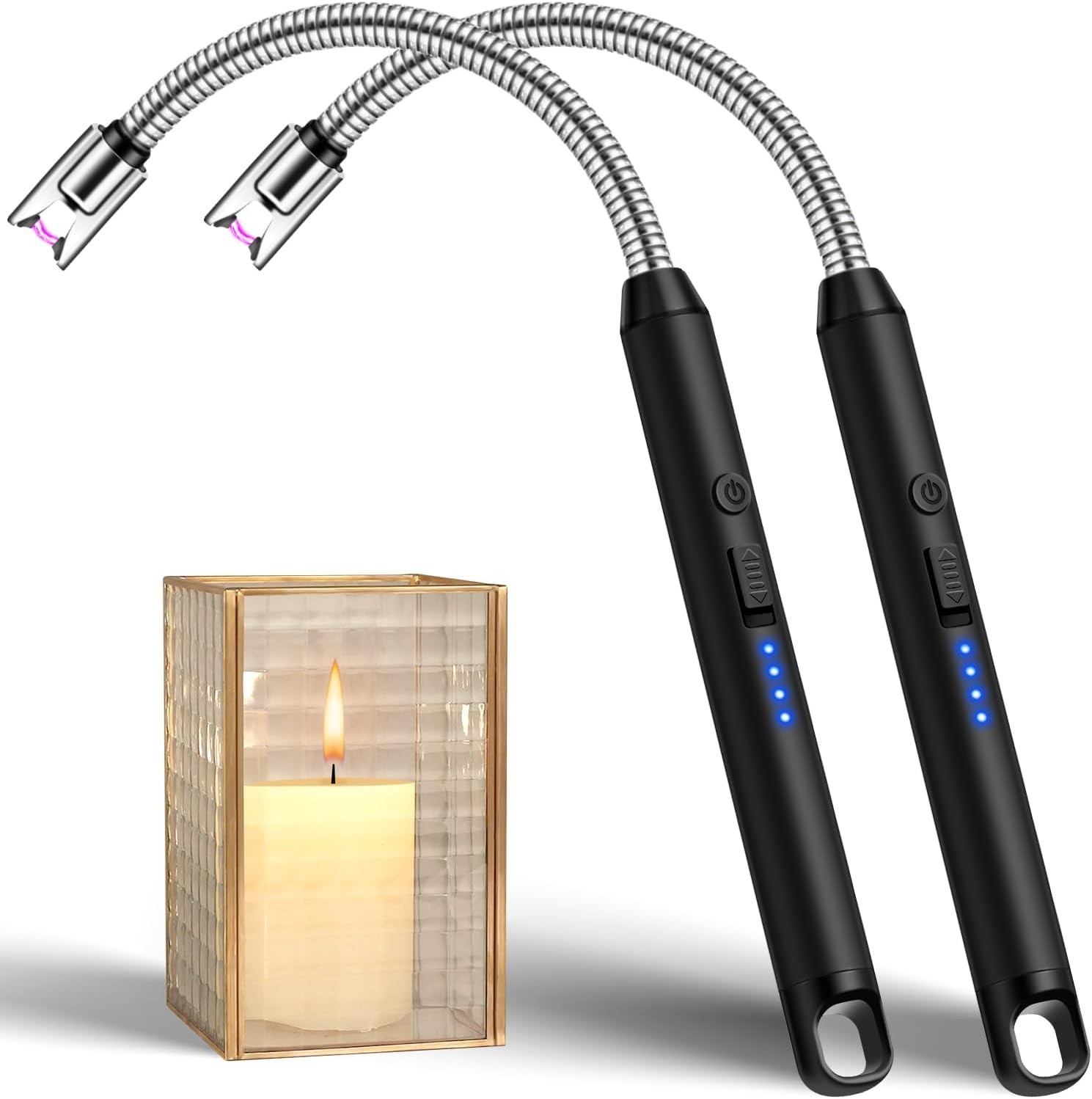 2 Pack Candle Lighter Windproof USB C Rechargeable Electric Lighters with 360...
