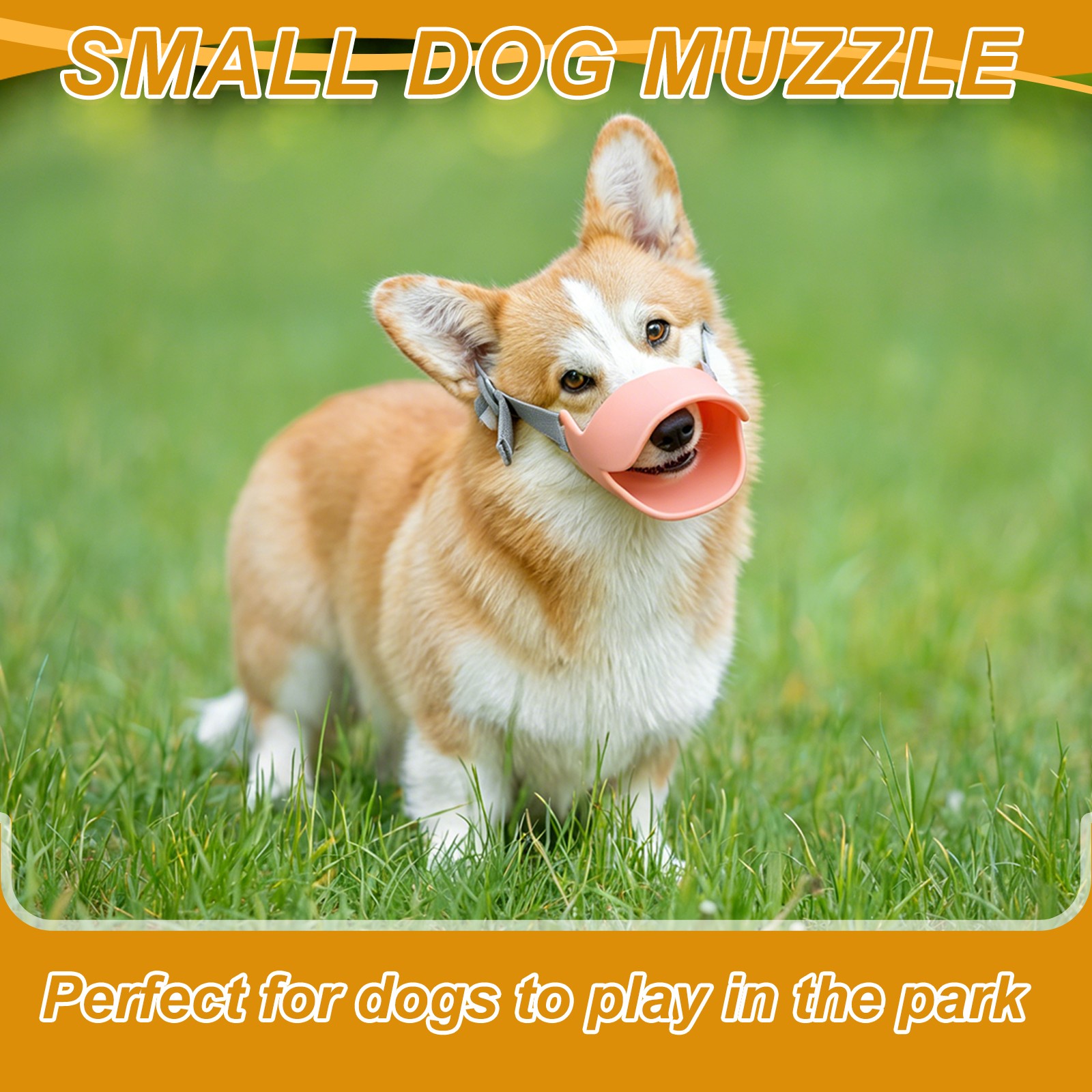 Silicone Dog Muzzle, Soft Silicone Mouth Cover with Adjustable Strap (Yellow, M)