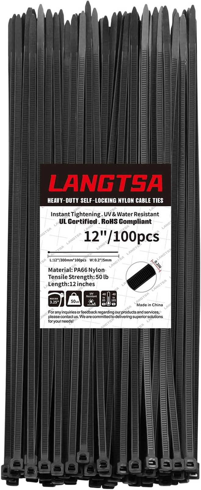 Zip Ties,12Inch 100pcs,plastic ties | Heavy-Duty 50 lb Tensile Strength | UV ...
