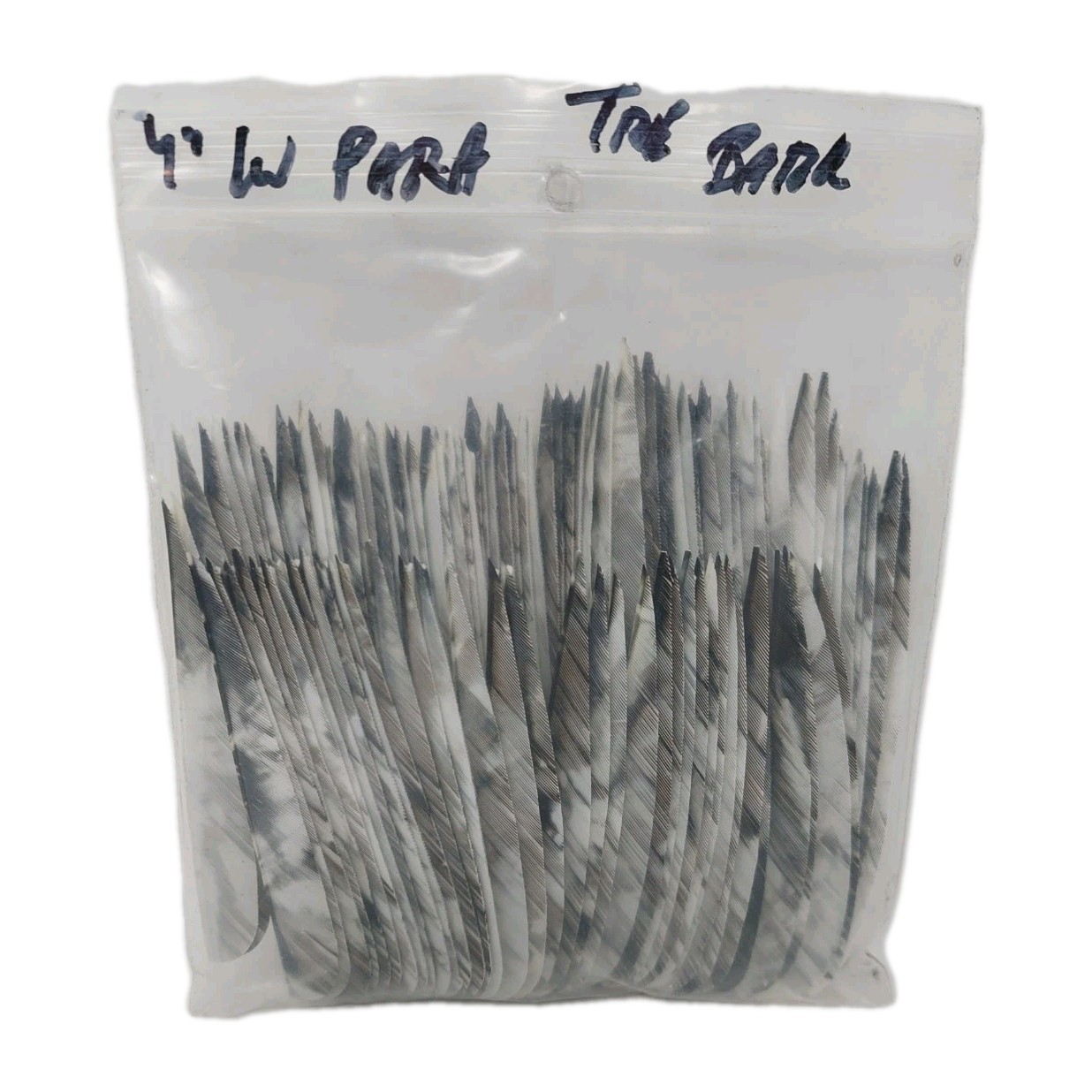 100 Archery Arrow Feathers 4" Left Wing: Parabolic Camo Tre Bark (Black White)