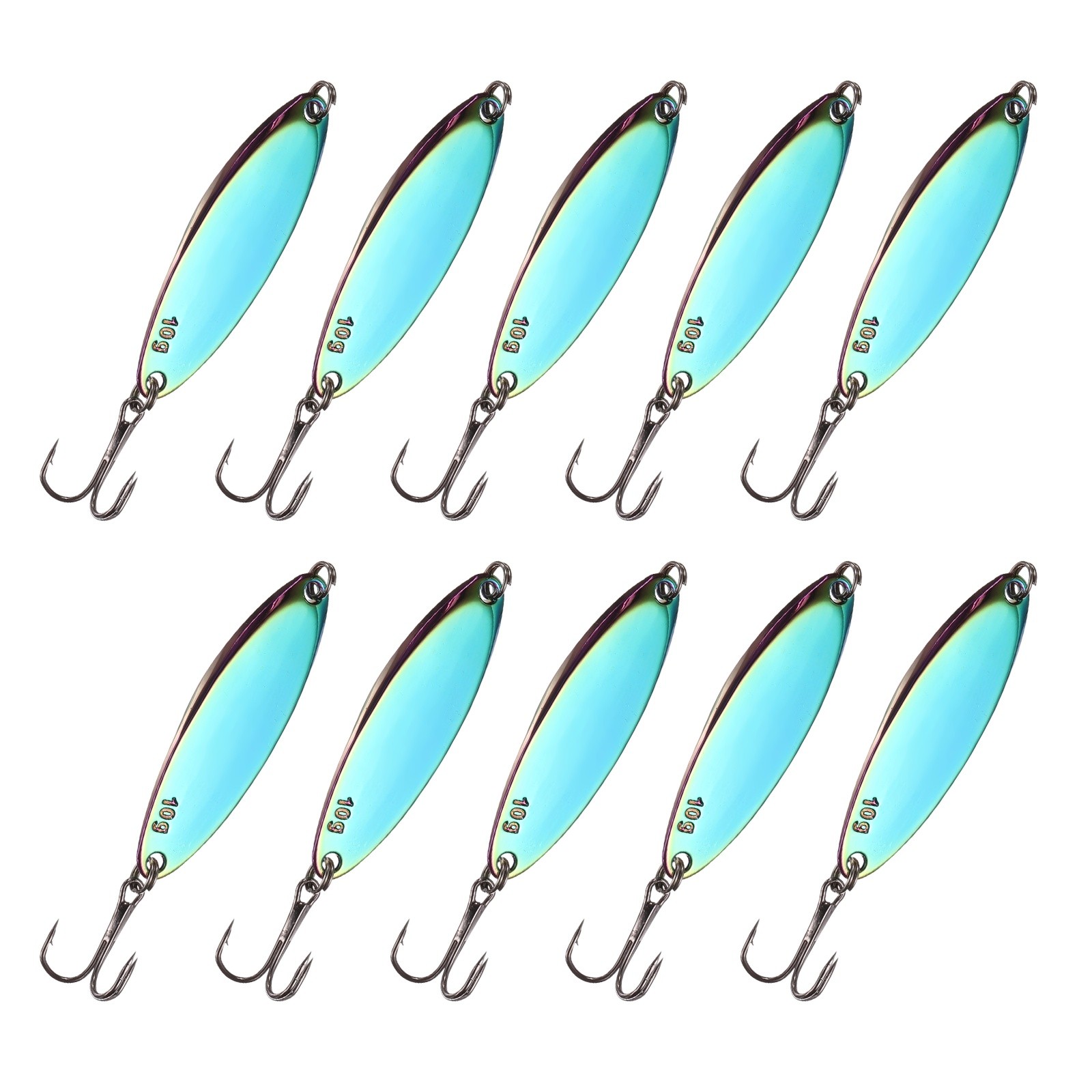 Fishing Spoons Lures, Treble Trout Lures for Casting 10 Pcs 3/8oz Vibrant Colors